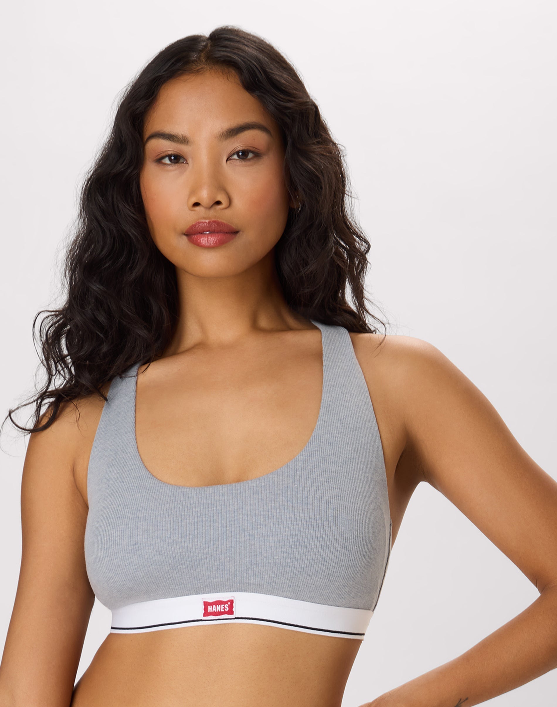 Hanes Originals Women's Racerback Bra, Wicking Cotton Padded Wireless Sports