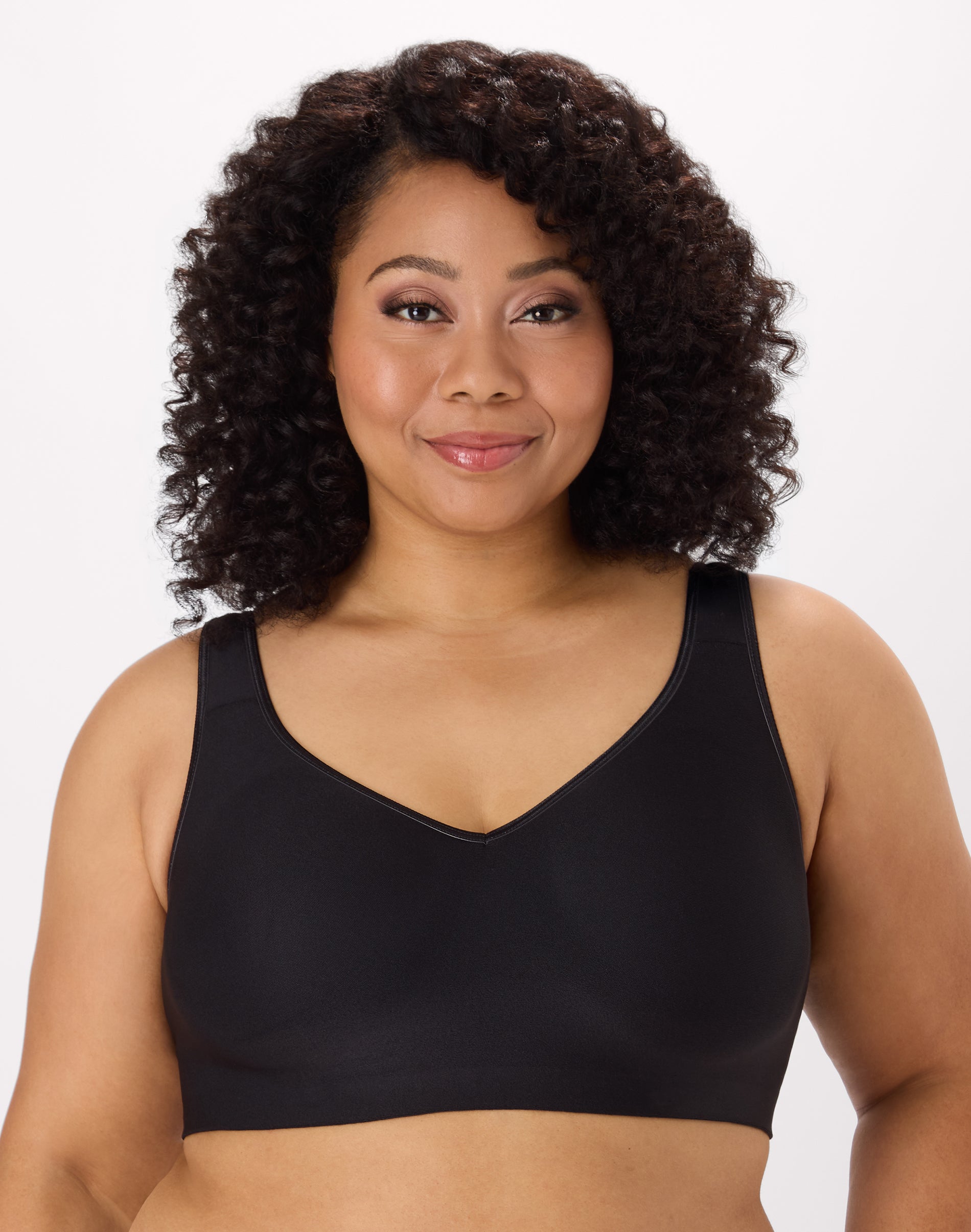 Hanes Comfort Evolution Women's Wireless T-Shirt Bra with SmoothTec Band Black XL