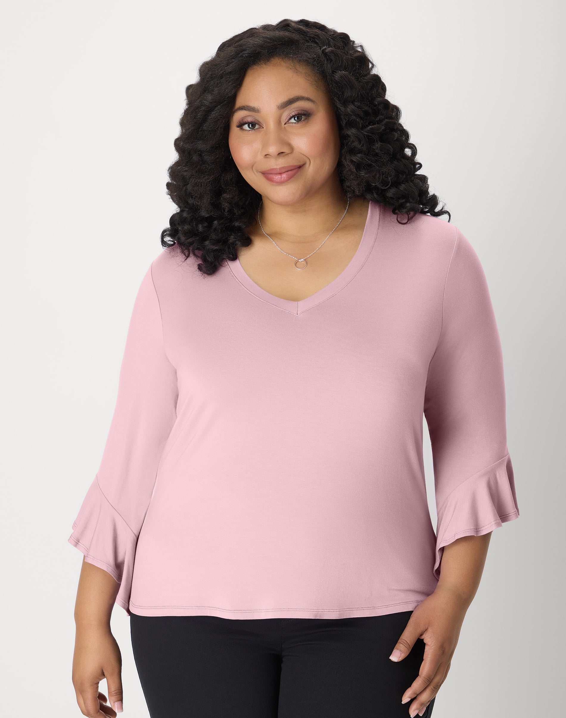 Hanes Just My Size Women's Knit Top - ¾ Sleeve - Plus Pink Dogwood 5X