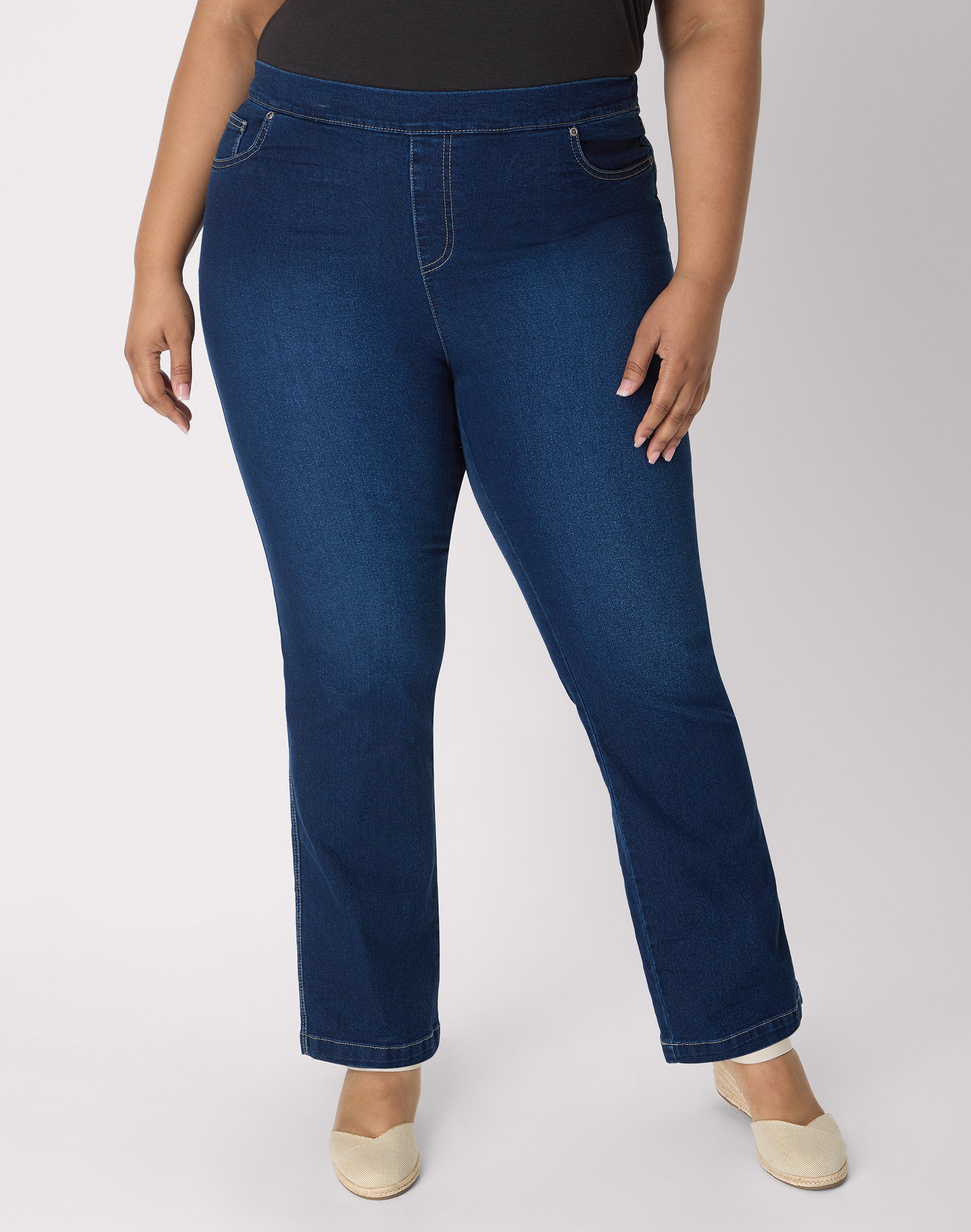 Hanes Just My Size Women's Pull-On Bootcut Pants with Pockets - Mid-Rise Stretch (Plus )