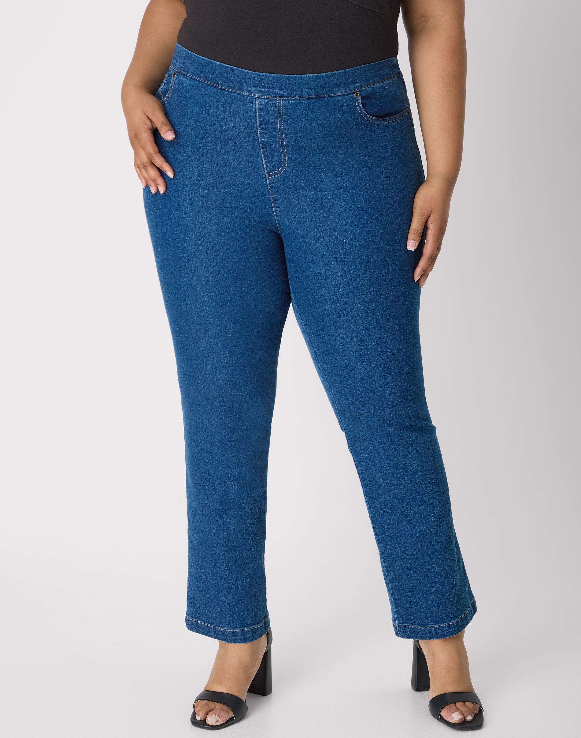 Hanes Just My Size Bootcut Jeans - Pull-On - Stretch Denim (Plus ) Medium Stonewash 1X Women's