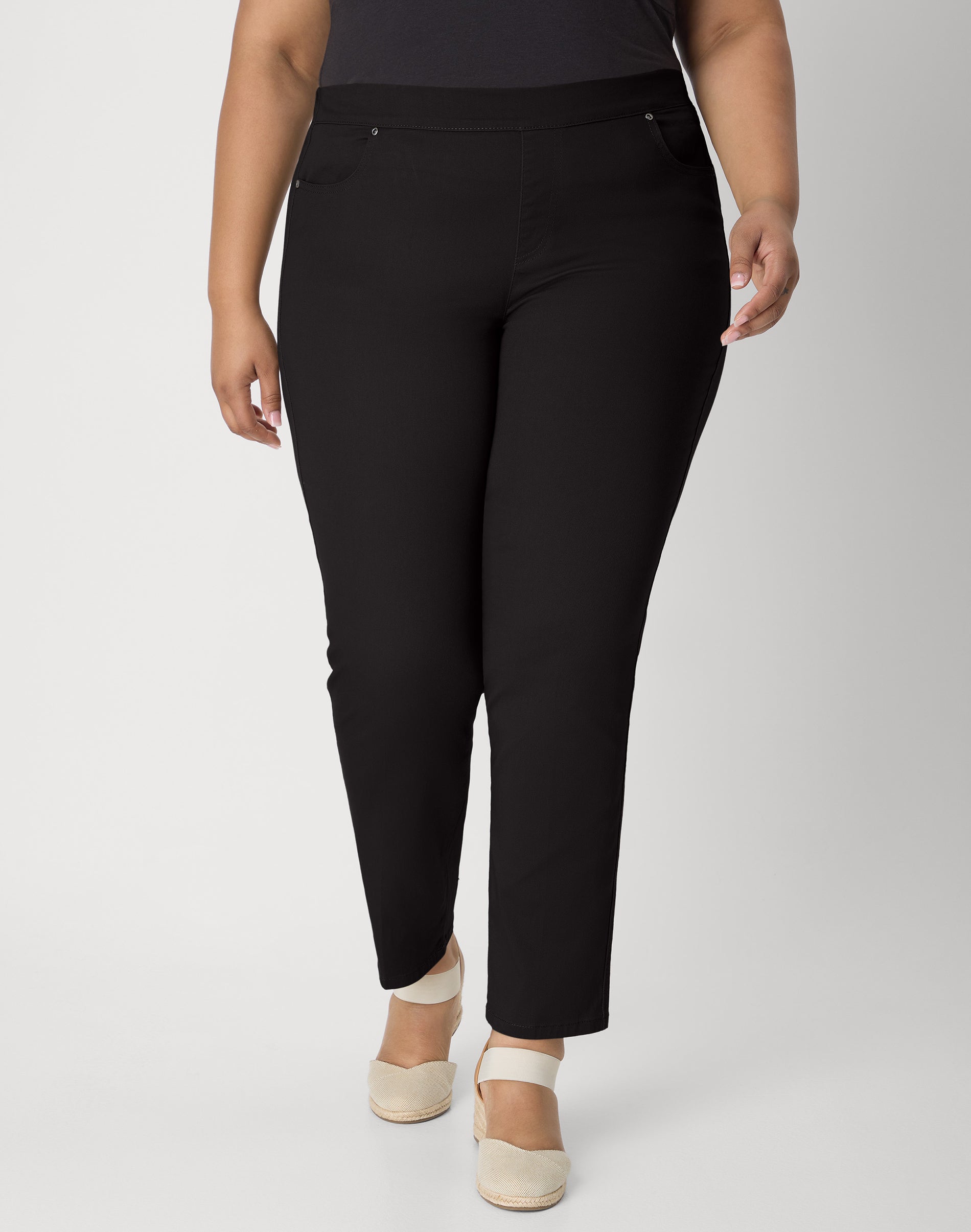Hanes Just My Size Pull-On Pants with Pockets - Straight Leg - Elastic Waist (Plus ) Black 3X Women's