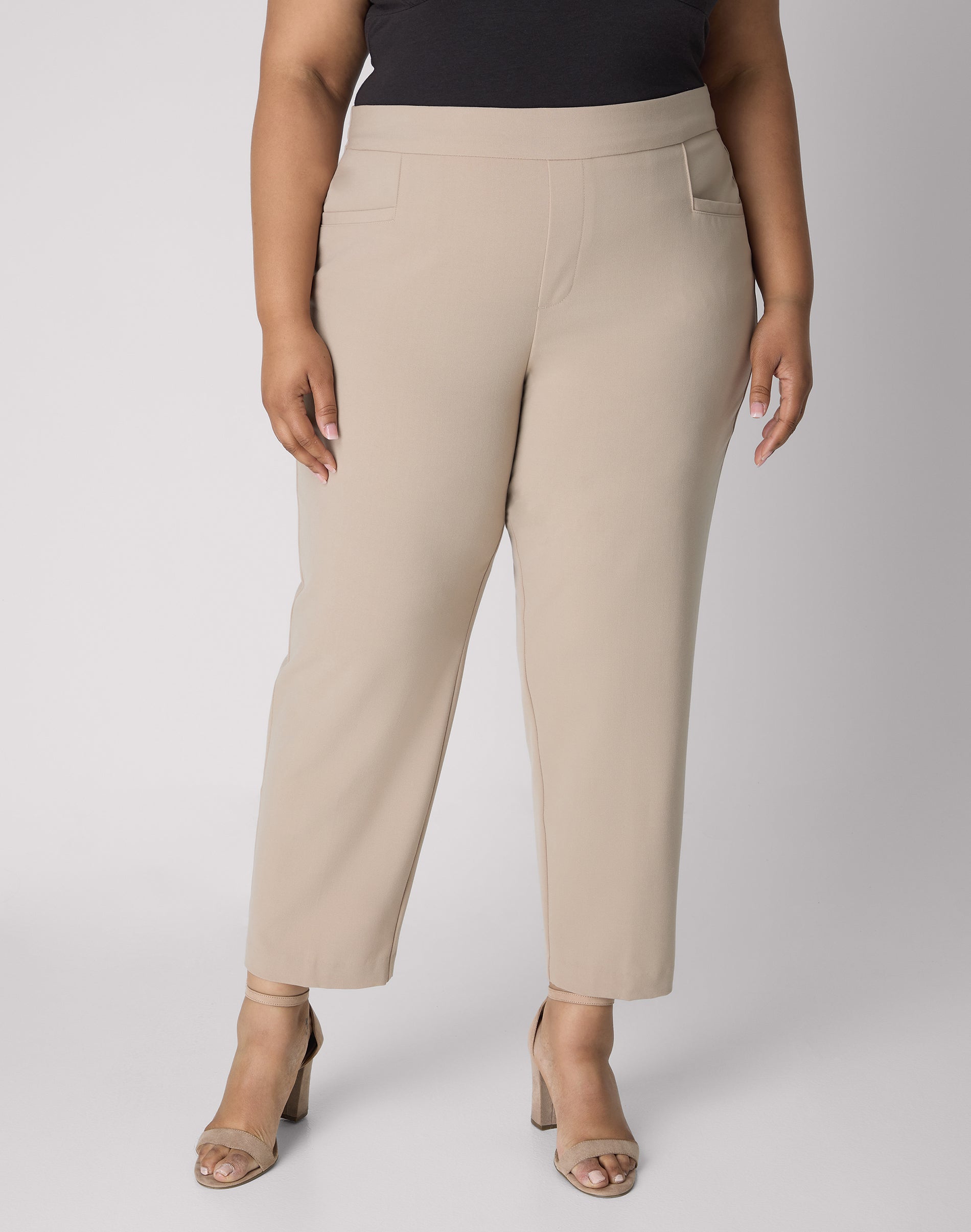 Hanes Just My Size Women's Pull-On Dress Pants - 28" (Plus ) Brownstone 0X