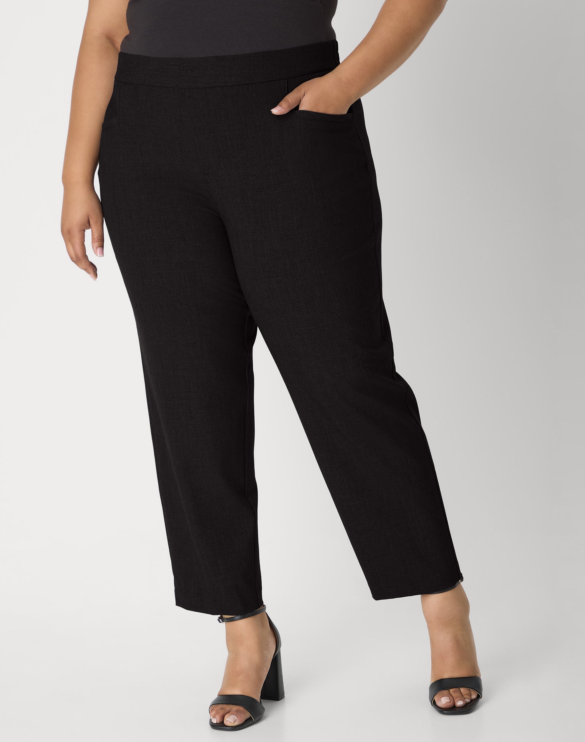 Hanes Just My Size Women's Pull-On Dress Pants - 28" (Plus ) Black 0X
