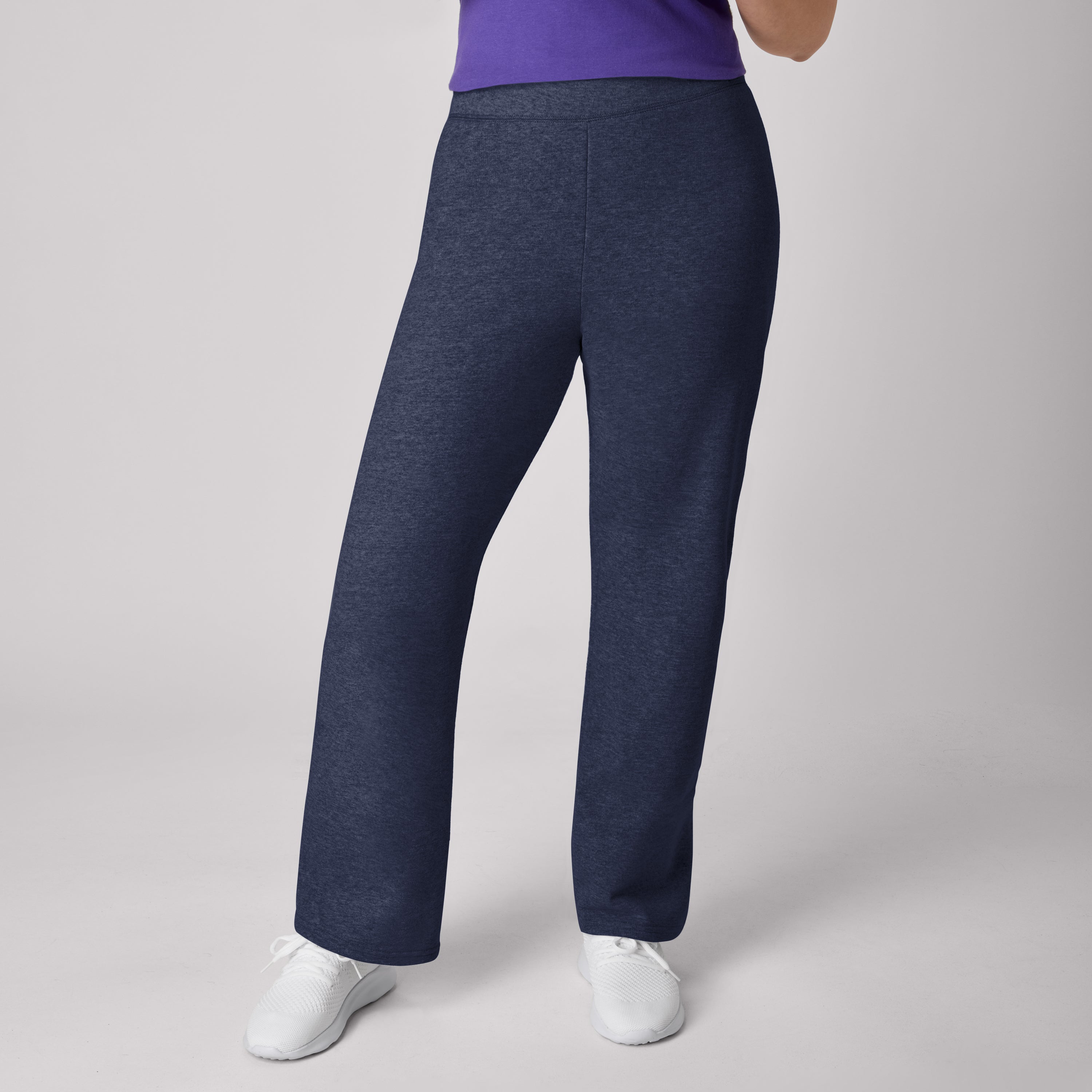 thumbnail image 2 of Hanes Women's Petite Open Bottom Sweatpants – ComfortSoft EcoSmart Fleece, Elastic Waist 2 of 6