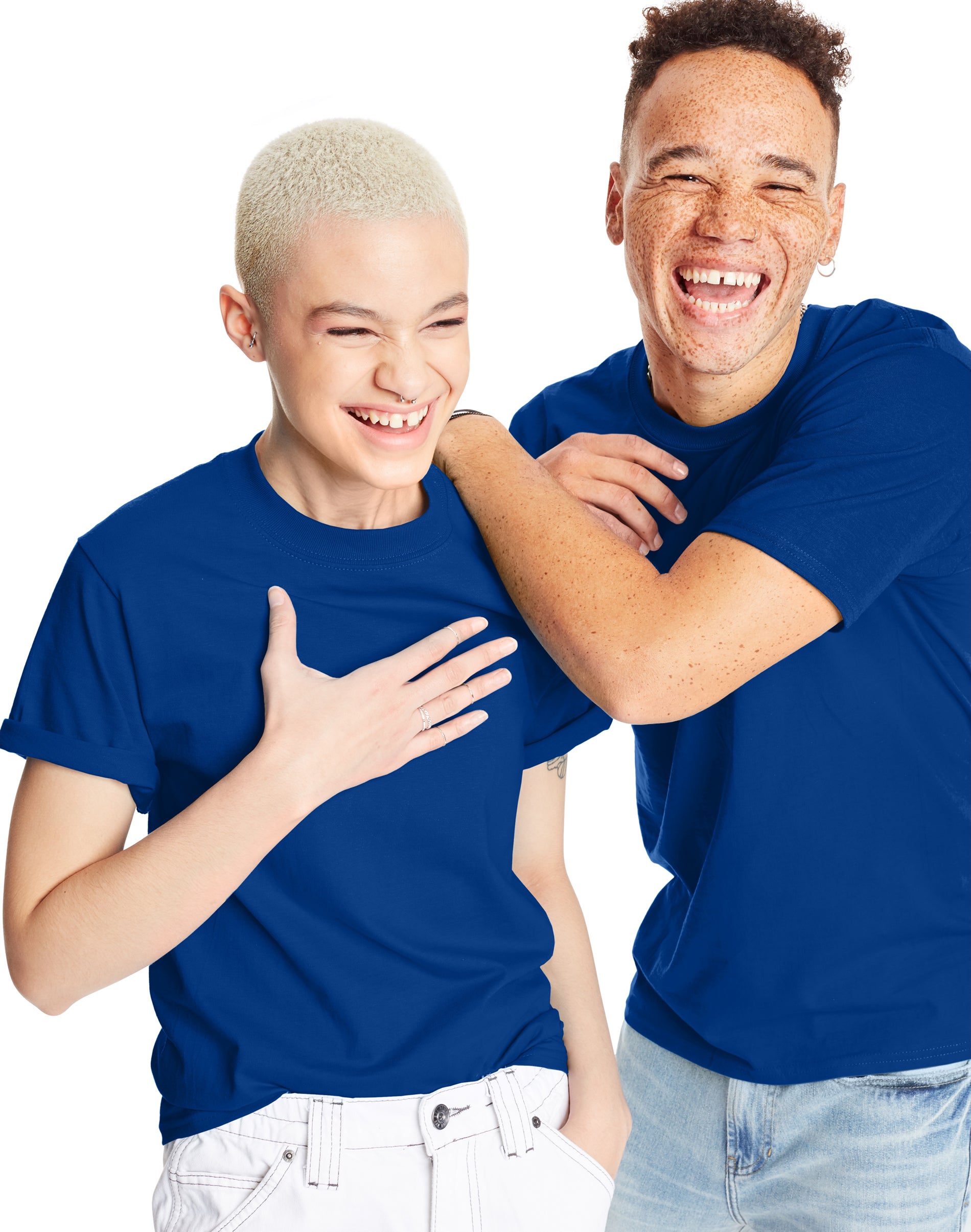 Hanes Beefy-T Unisex Heavyweight Cotton T-Shirt Deep Royal S