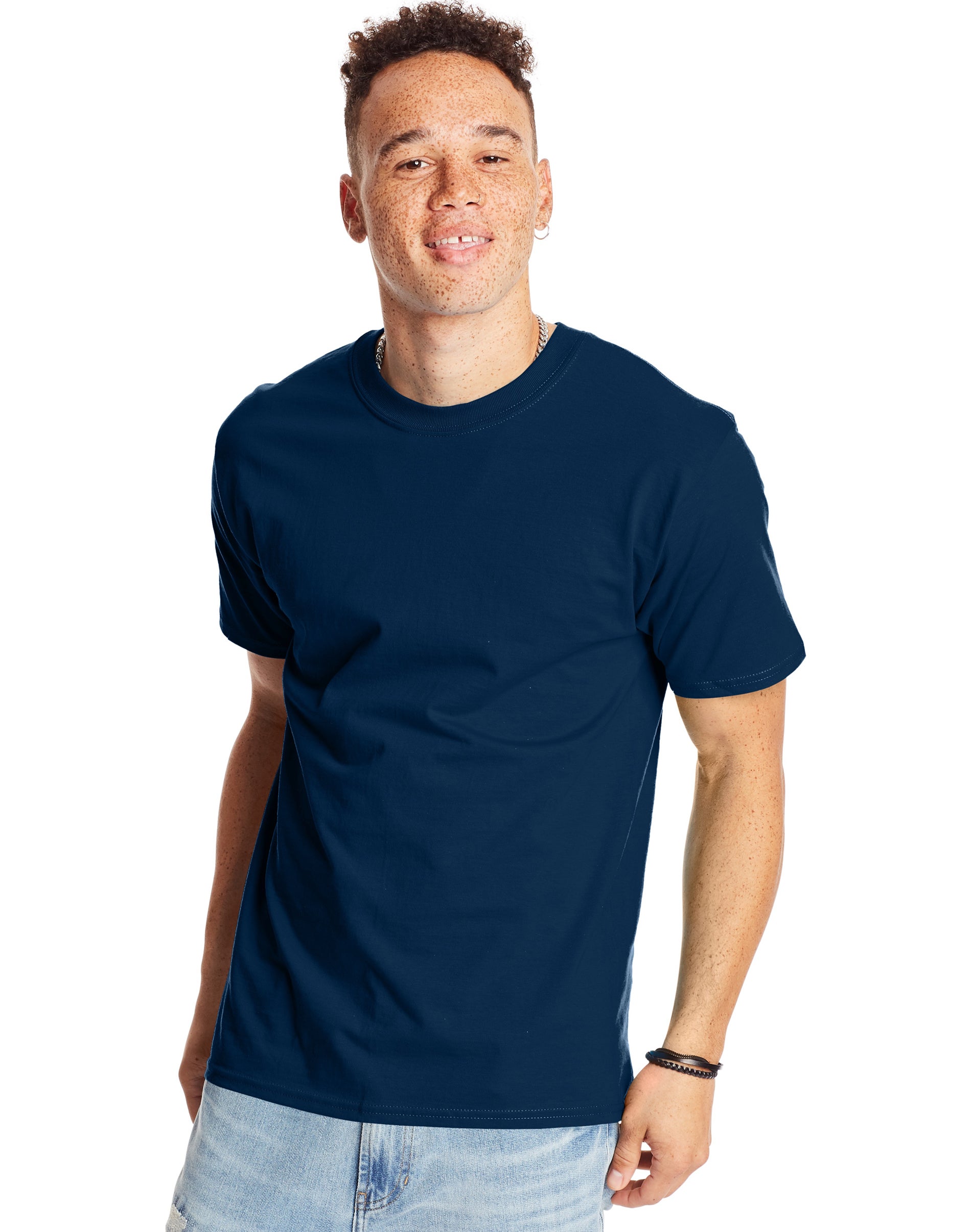 Hanes Beefy-T Unisex Heavyweight Cotton T-Shirt Navy 3XL