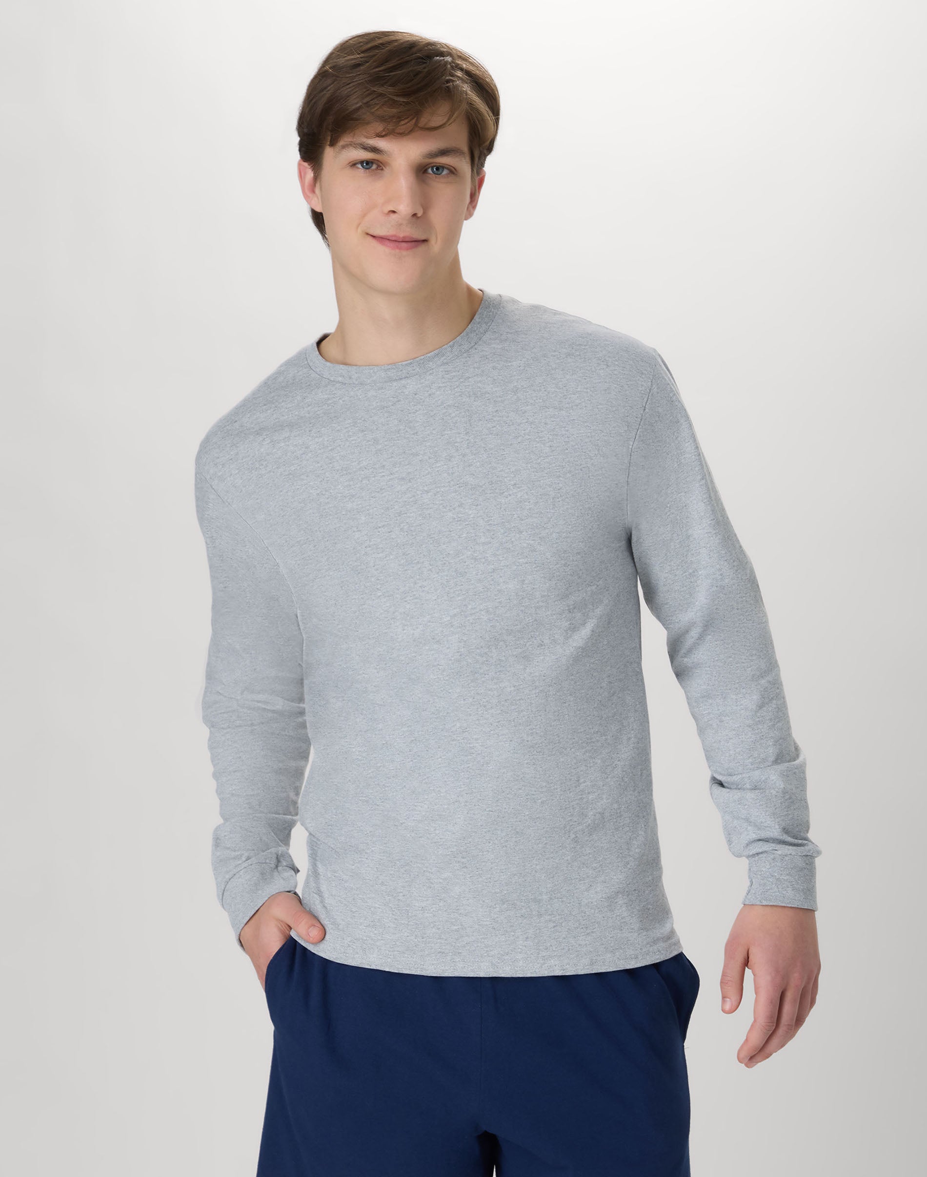 Hanes Essentials Men's Cotton Long Sleeve T-Shirt, Value 4-Pack