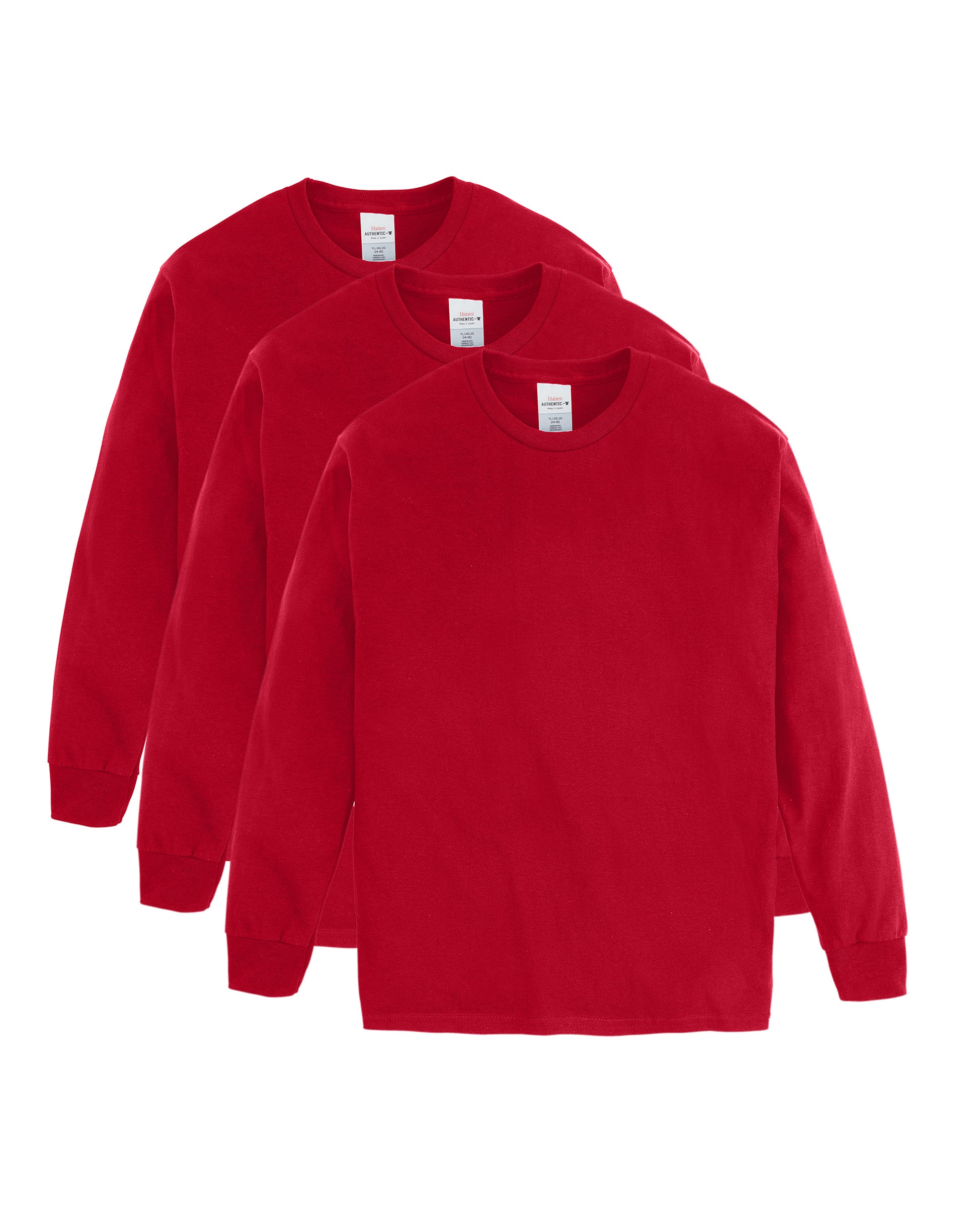 Hanes ComfortSoft® Kids' LongSleeve TShirt 3Pack