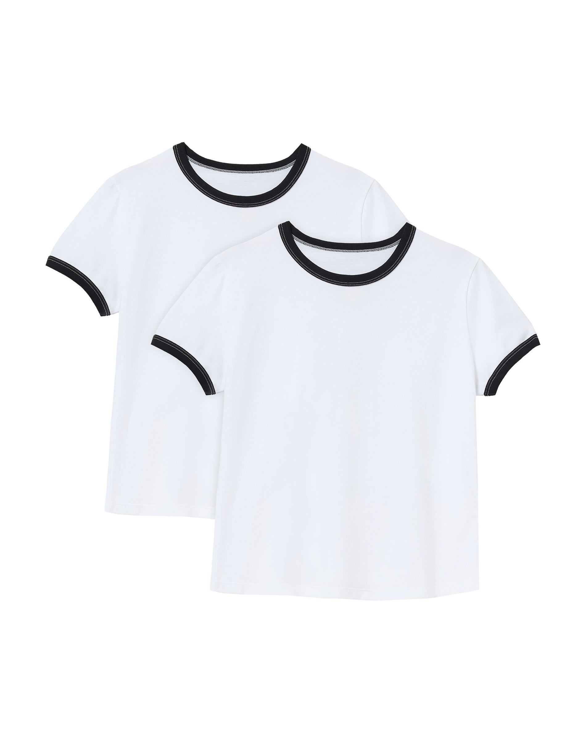 Hanes Originals Women's Short-Sleeve Ringer Tee Pack, 2-Pack, 100% Cotton White S