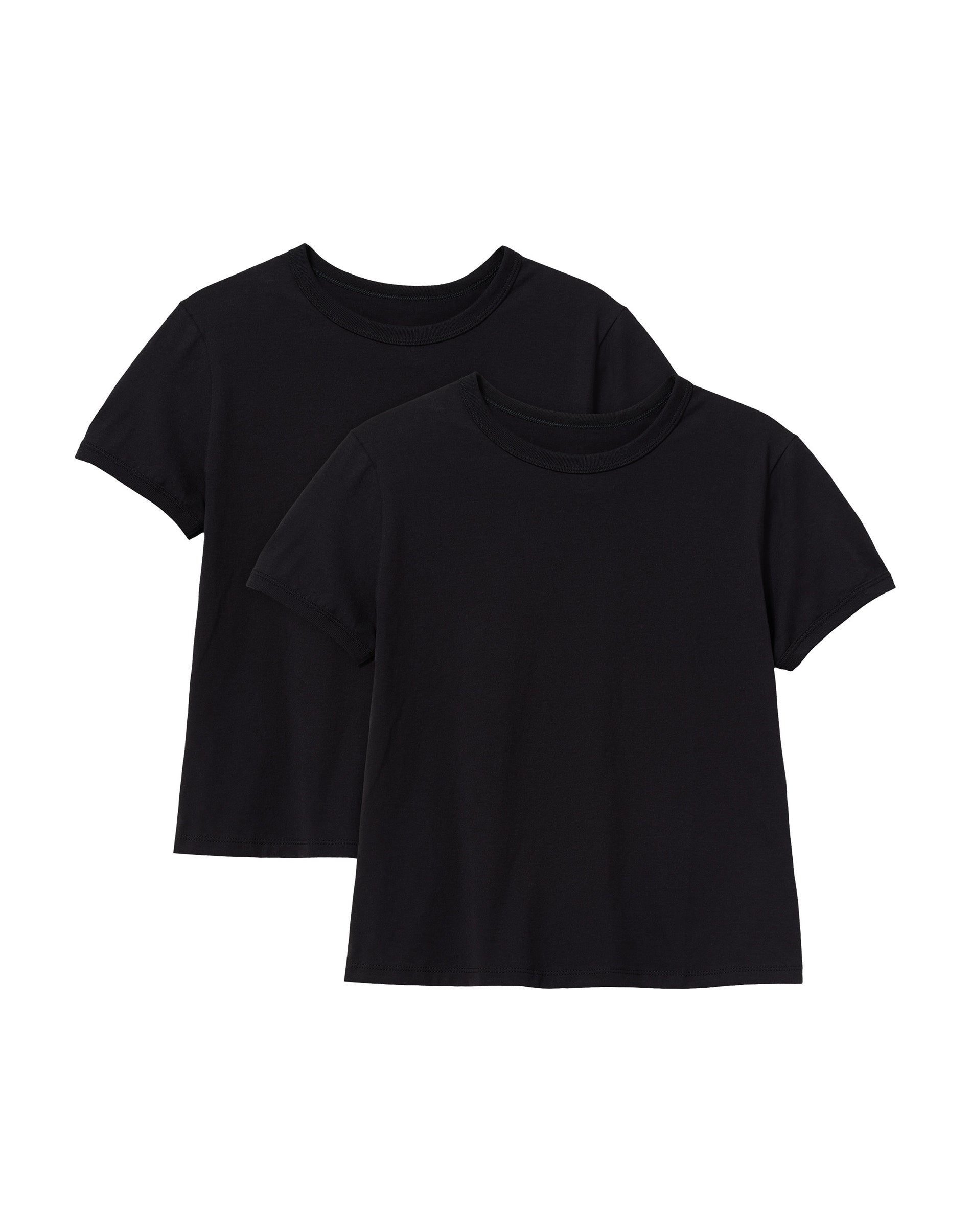 Hanes Originals Women's Short-Sleeve Ringer Tee Pack, 2-Pack, 100% Cotton Black S