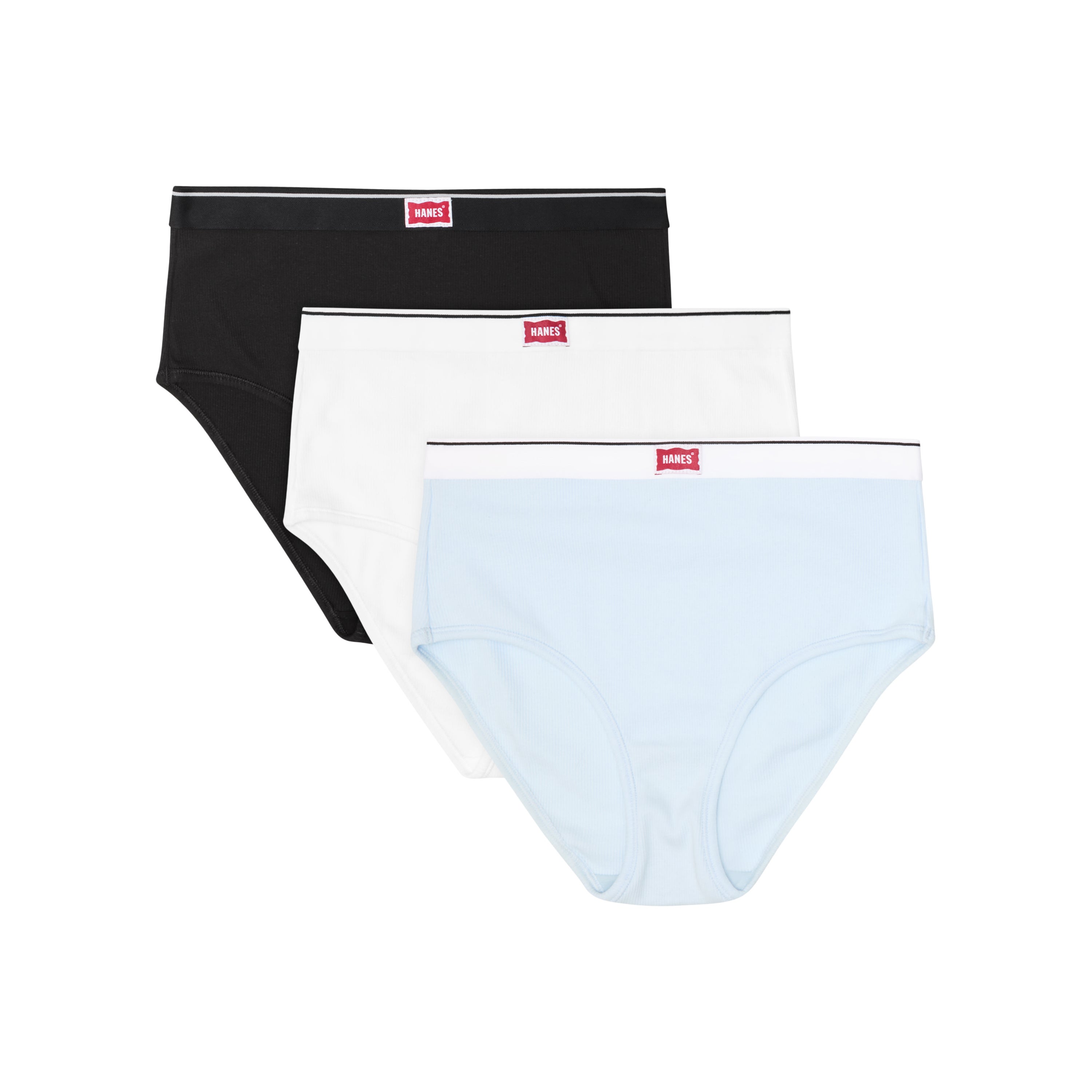 Hanes Originals Women's Underwear Briefs Pack, 3-Pack, Breathable Cotton Black/White/Blue S
