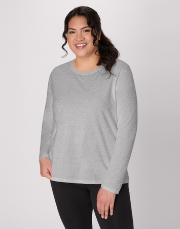 Hanes Women's Long Sleeve Scoop-Neck Cotton T-Shirt (Plus Size)