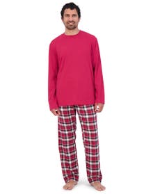 Hanes Pigiama Uomo In Flanella A Due Pezzi - Top A Maniche Lunghe E Pantaloni Con Motivo Scozzese