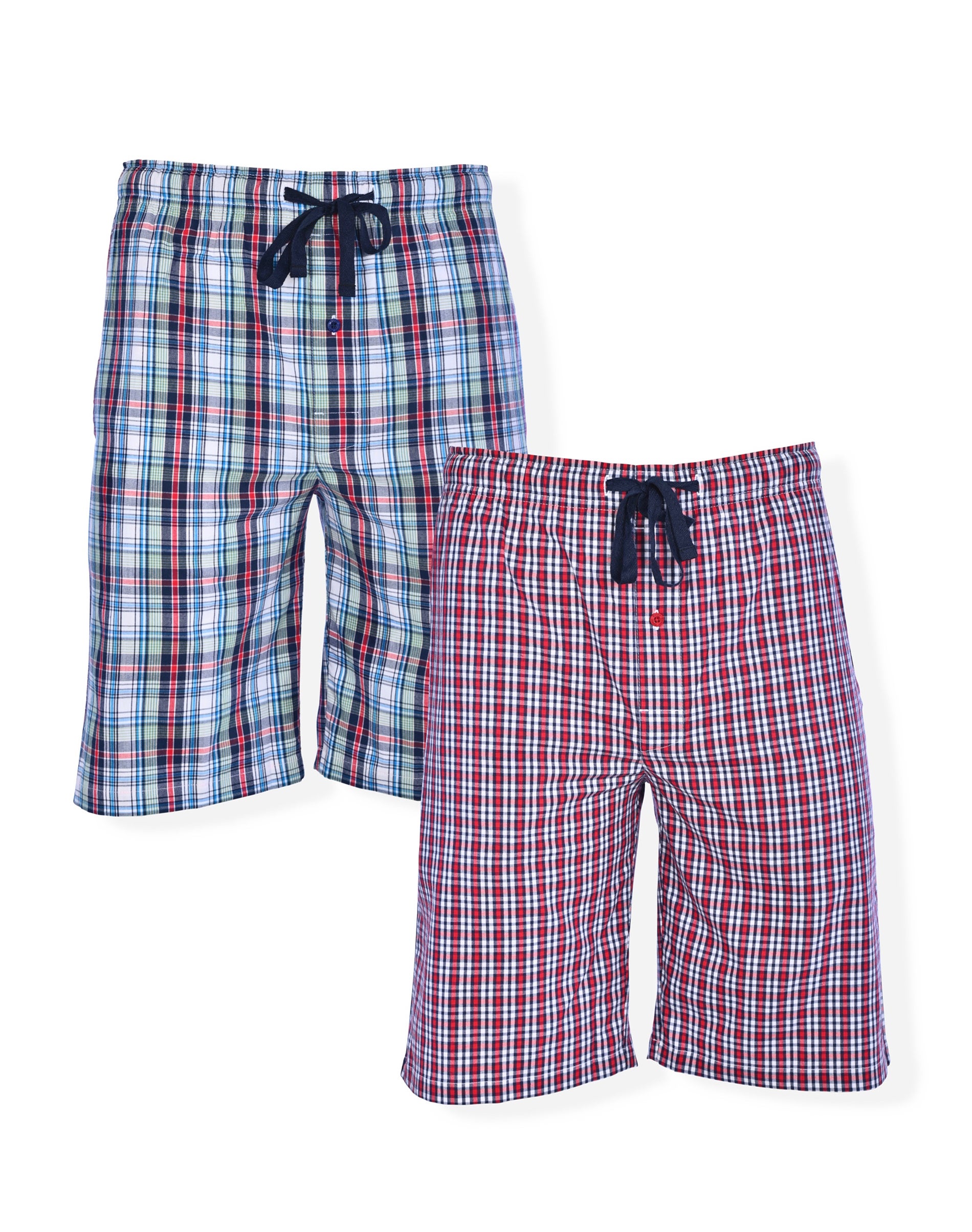 Hanes Men's Pajama Shorts, 2-Pack, Woven Stretch Cotton Red/Red Plaid XL