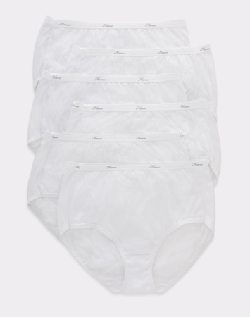 Hanes Women's Cotton Brief Underwear, Moisture-Wicking, 6-Pack