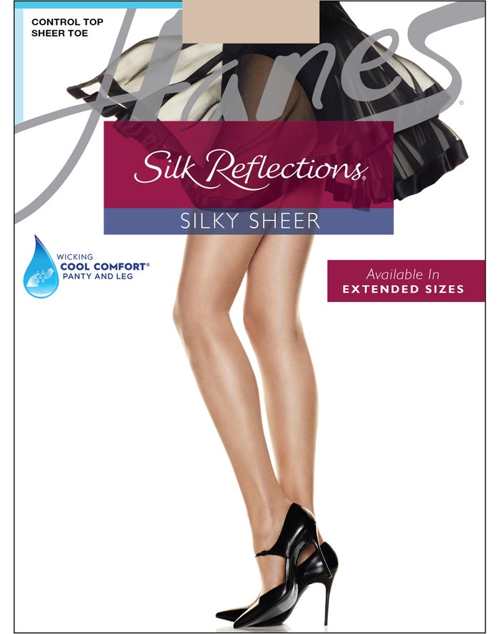 Hanes Silk Reflections Control Top Sheer Toe Pantyhose Size Chart at