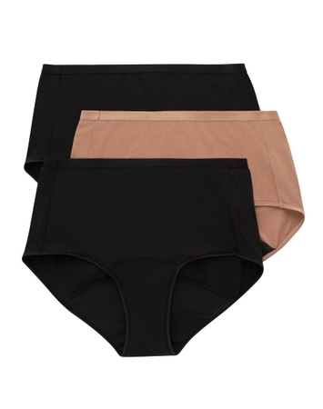 Hanes Comfort, Period. Women's Brief Period Underwear, Super Leaks, 3-Pack