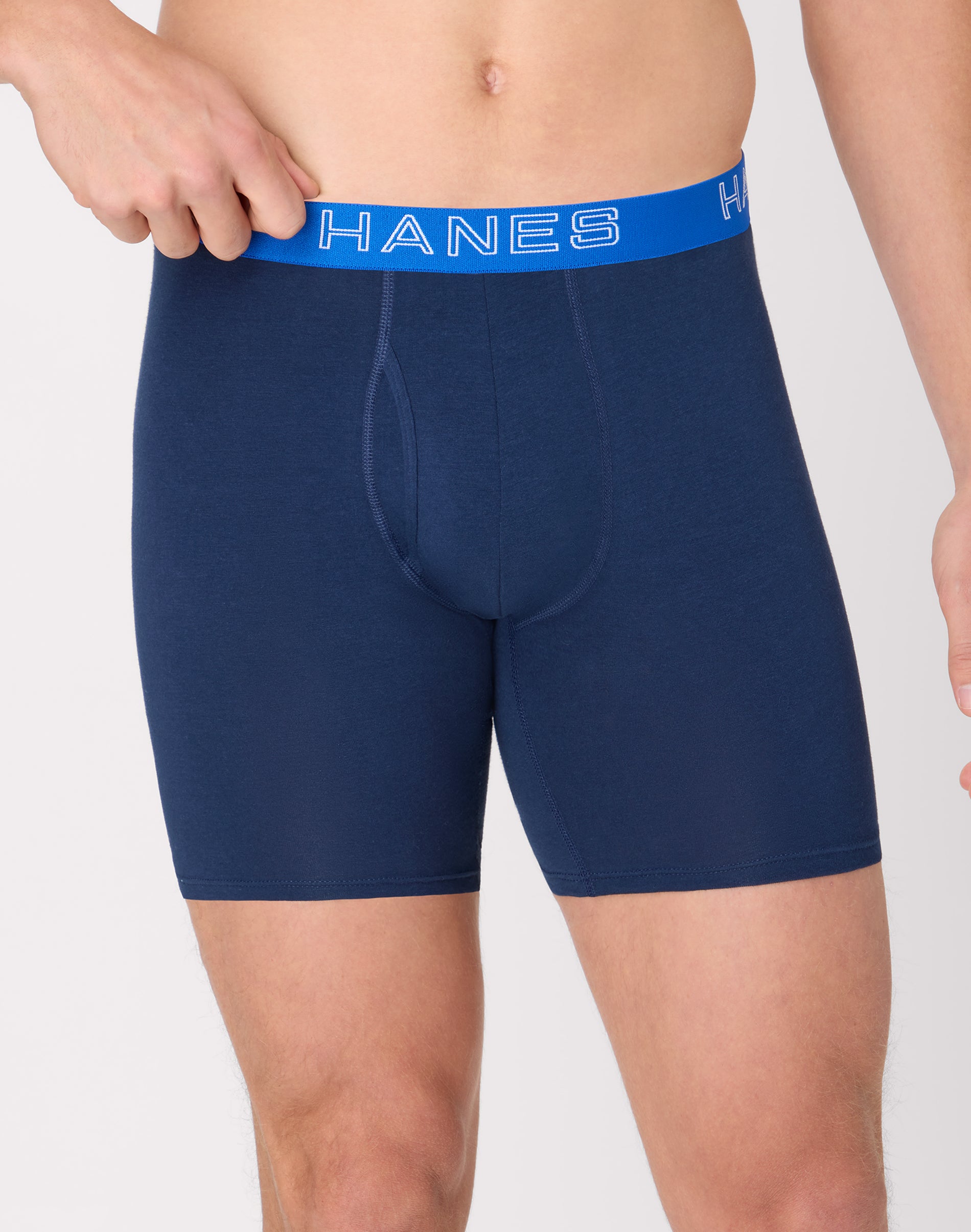 Hanes Core Stretch Men's Underwear Boxer Briefs Pack - 6-Pack - Moisture-Wicking Cotton-Stretch Navy/Grey XL