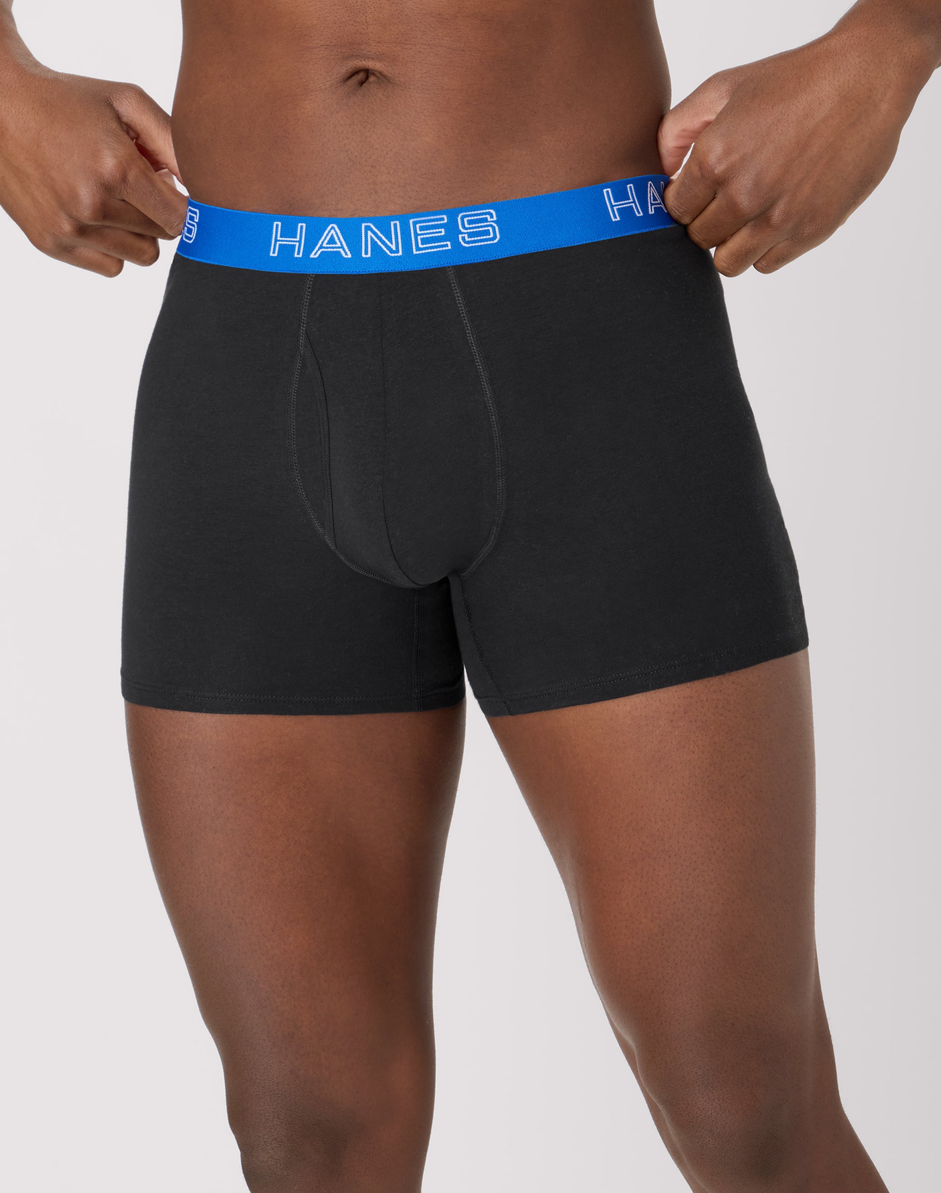Hanes Men's Underwear Trunks Pack - 6-Pack - Cotton-Stretch - Moisture-Wicking Black L