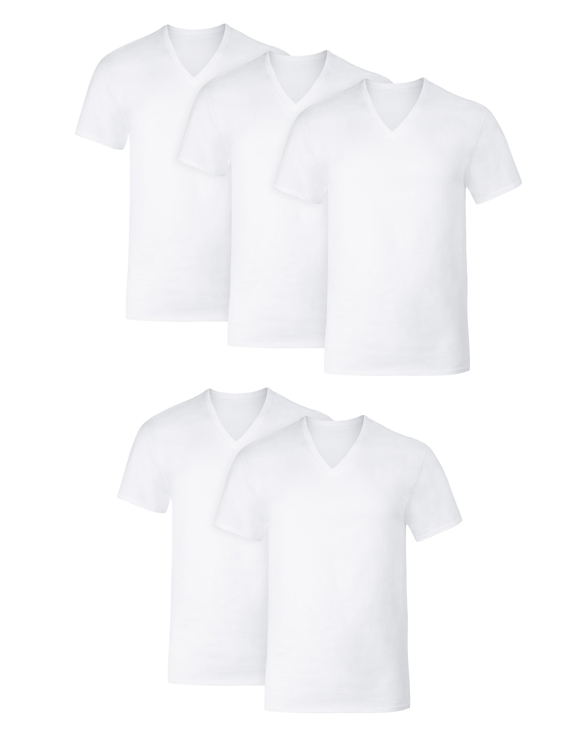 Hanes Men's V-Neck Undershirt T-Shirts Pack, 5-Pack, Cotton Stretch White 2XL