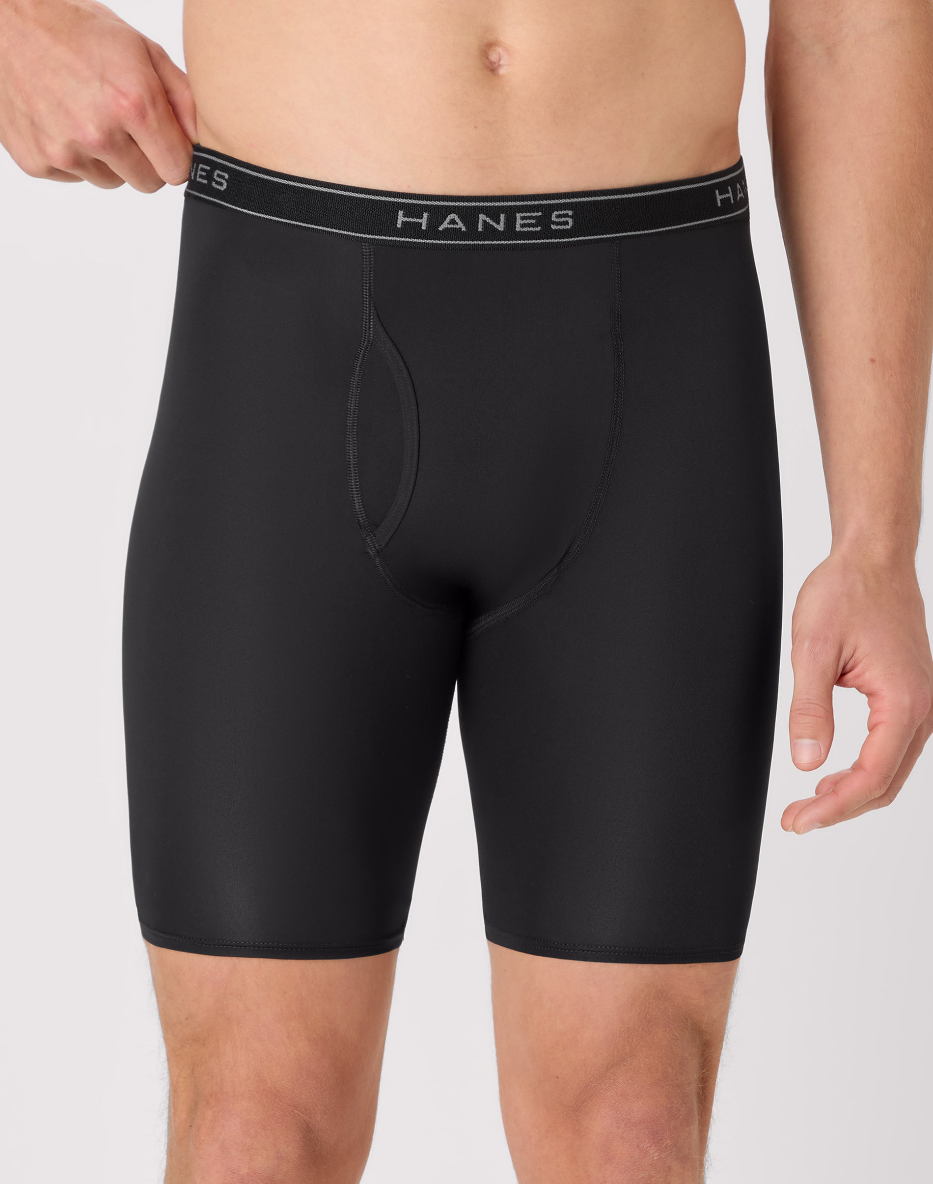 Hanes Men's Underwear Long Leg Boxer Briefs Pack - 6-Pack - Performance Stretch X-Temp Moisture-Wicking Black/Blue/Navy