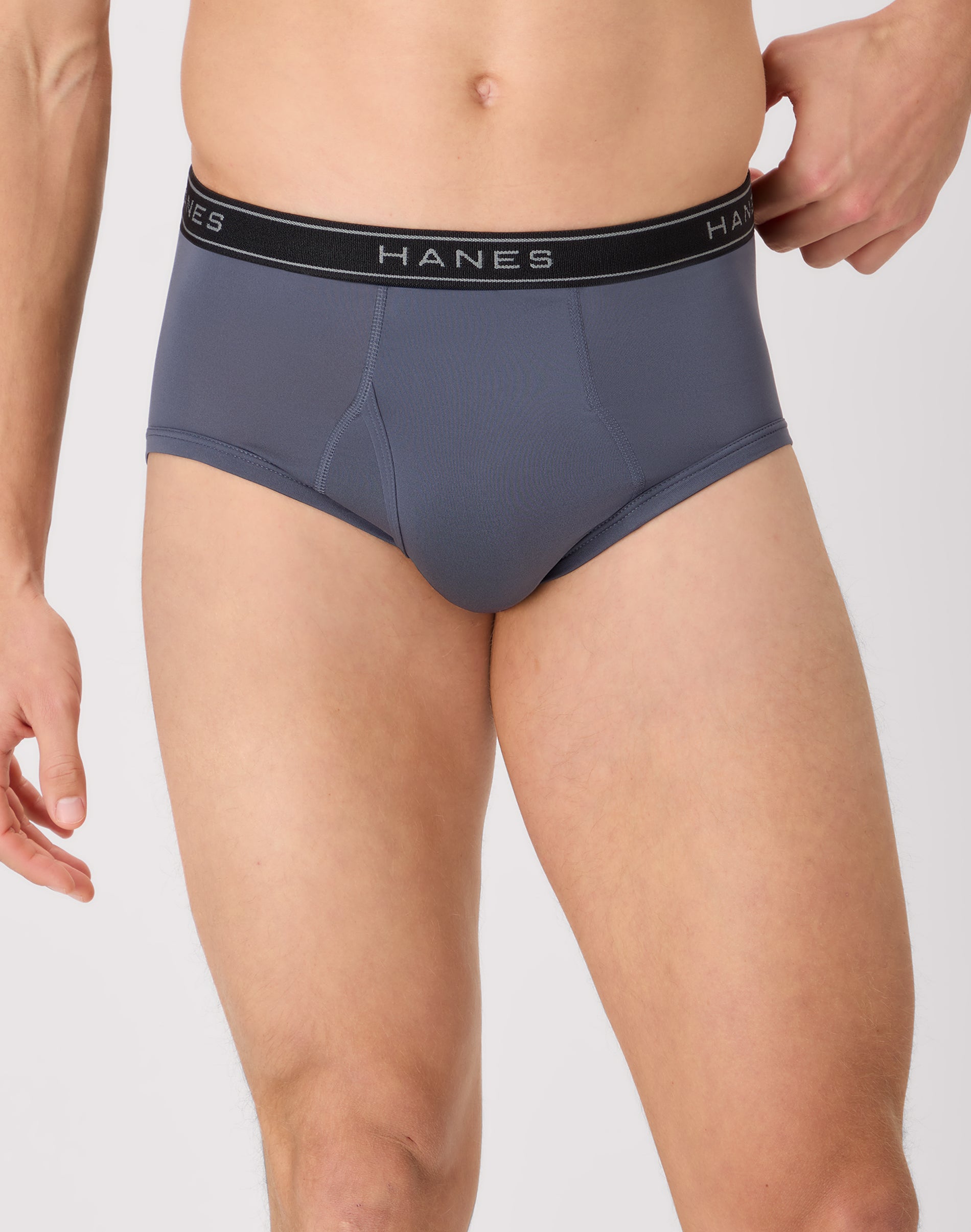 Hanes Men's Underwear Briefs Pack - 6-Pack - Performance Stretch Moisture-Wicking Black/Grey/Blue S