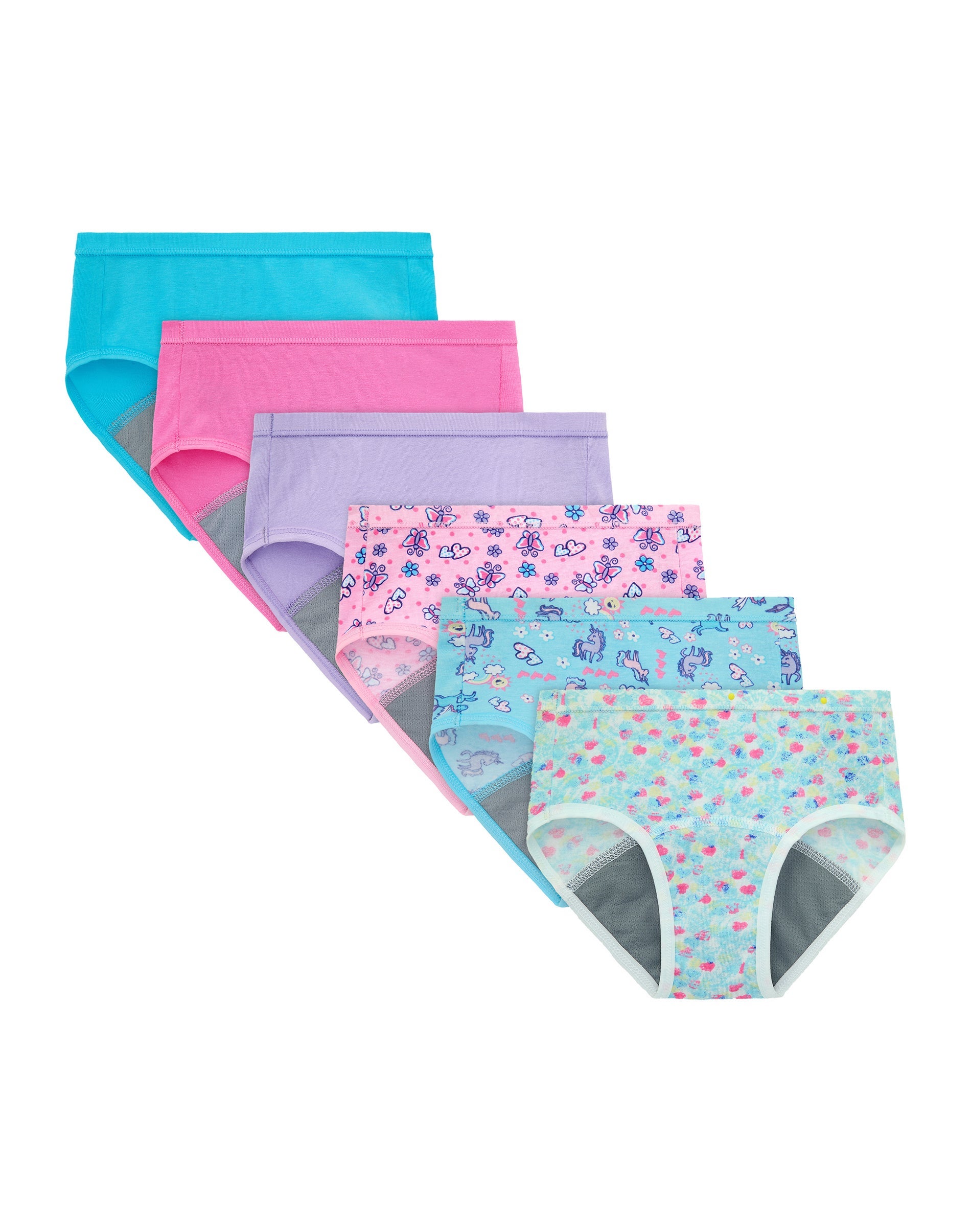 Hanes Toddler Girls' Potty Trainer Brief Underwear, 6-Pack Assorted