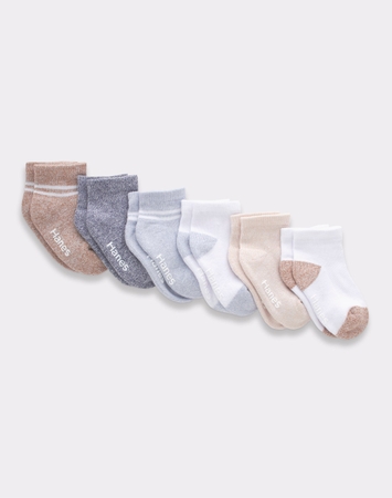 Hanes Pure Comfort Infant/Toddler Boys&rsquo; Ankle Socks, Organic Cotton, 6-Pairs