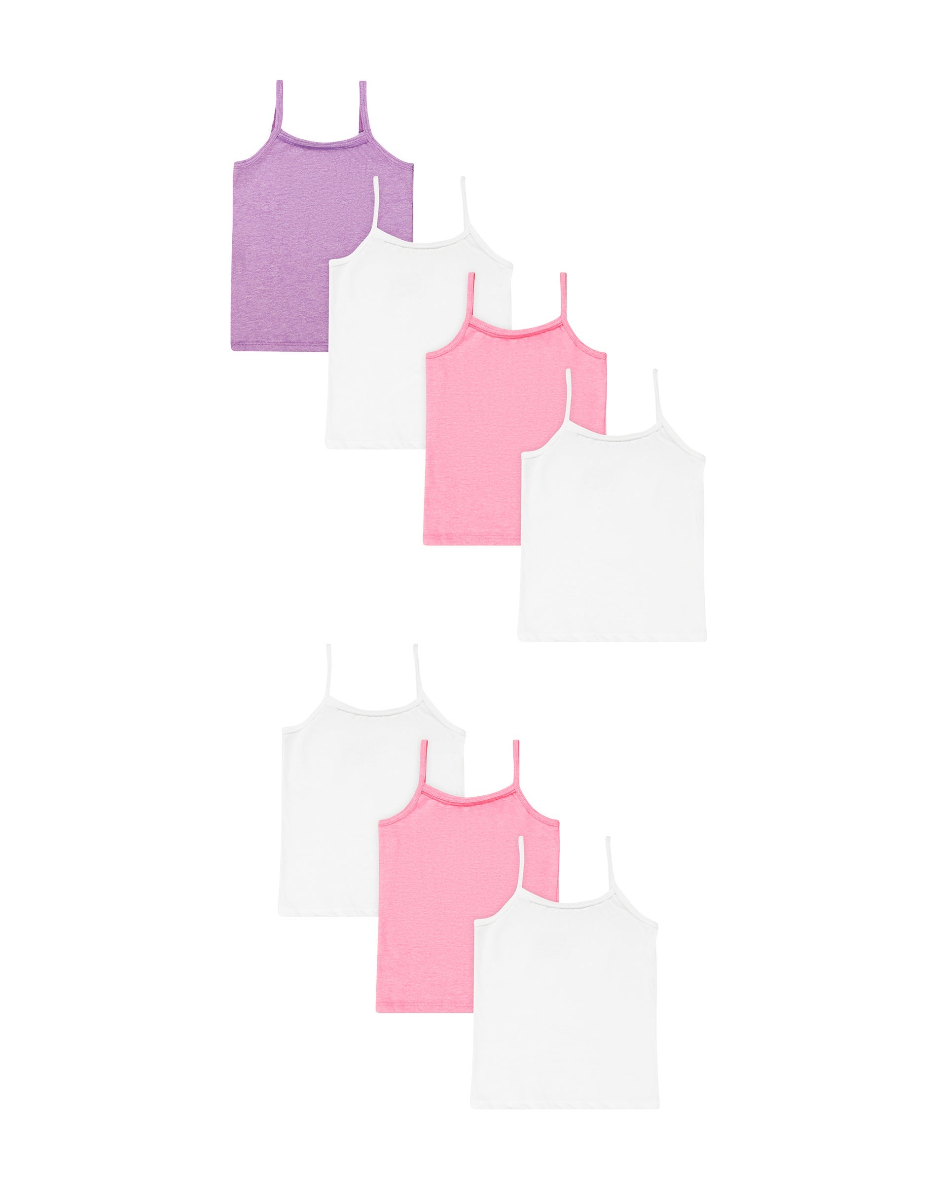 Hanes Toddler Girls' Cami Pack, 7-Pack, Cotton Blend Tank Top White/Grey/Purple