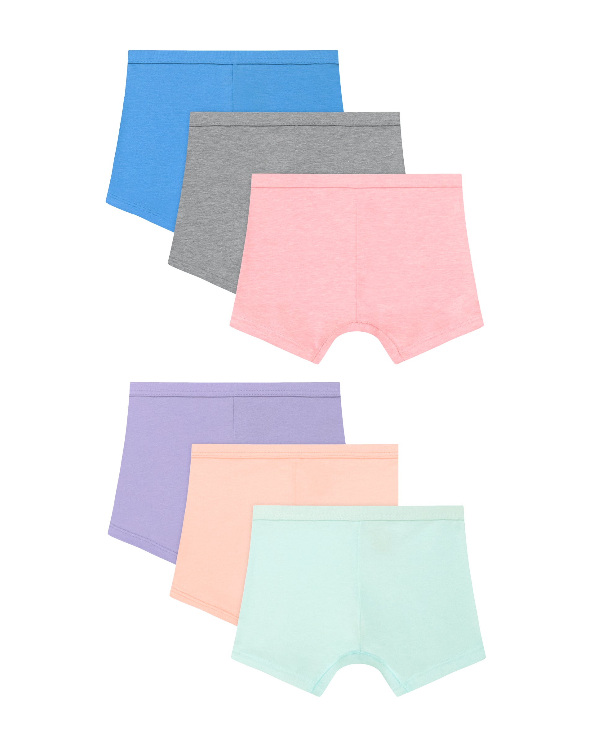 Hanes Toddler Girls' Shorts Pack, 6-Pack, Cotton Stretch Provence Blue/Concrete Heather/Salty Purple/Pink Marquee Heather/Frosted Turq/Cameo Peach ...
