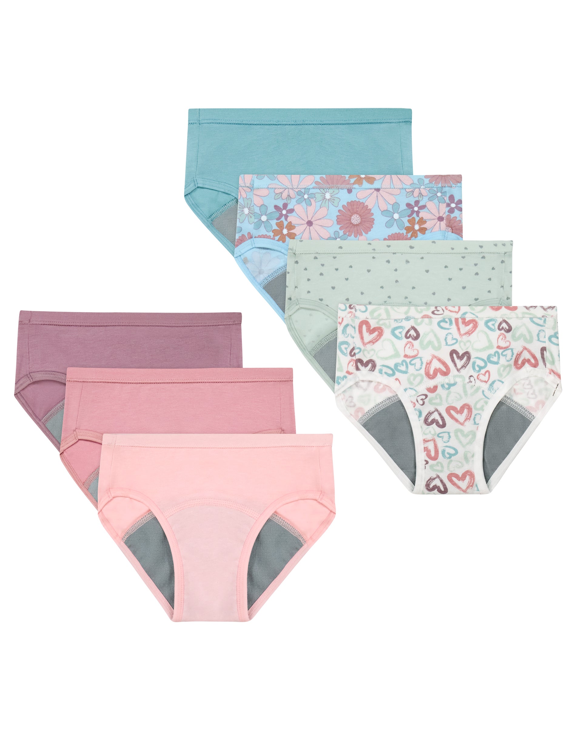 Hanes Girl's Potty Trainer Underwear Briefs, 7-Pack, Light Leak Protection Assorted