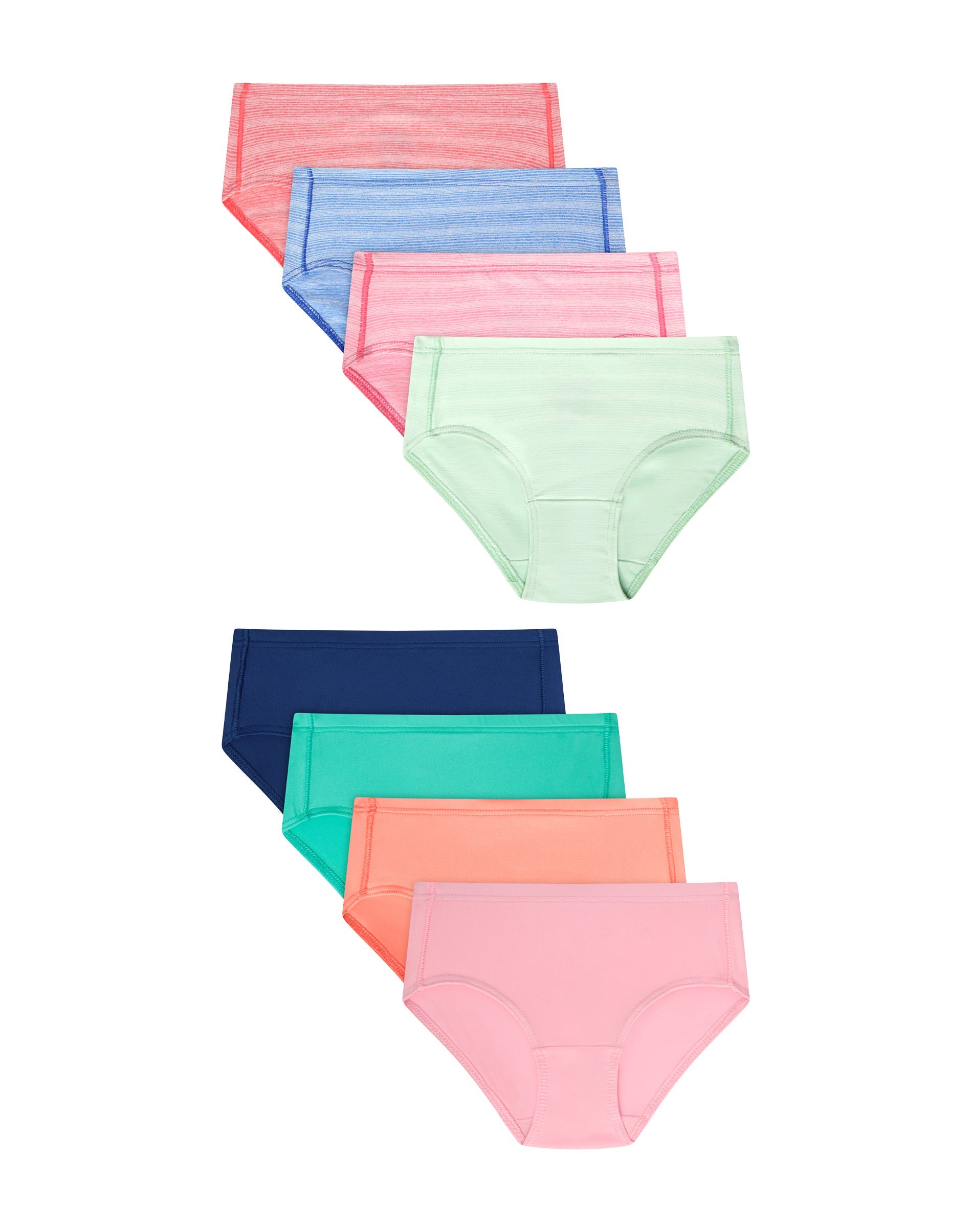 Hanes Pure Comfort Toddler Girls Underwear Briefs Pack, 8-Pack, Microfiber Stretch Green/Peach/Blue/Pink/Royalty Blue/Waterlily Pink/Teal/Pinky Pea...