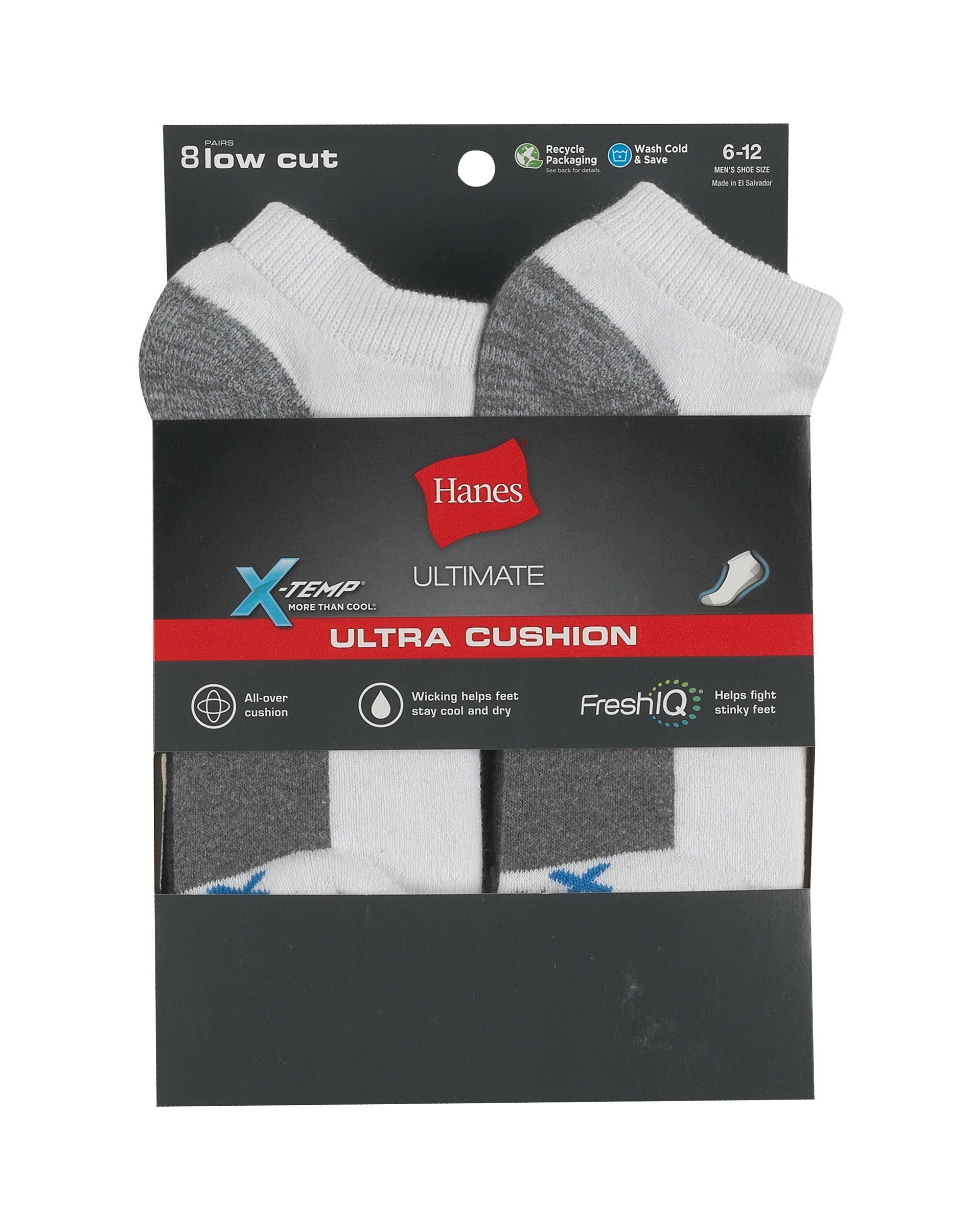 Hanes Ultimate Men's Ultra Cushion Low Cut Socks, 8-Pairs | Hanes
