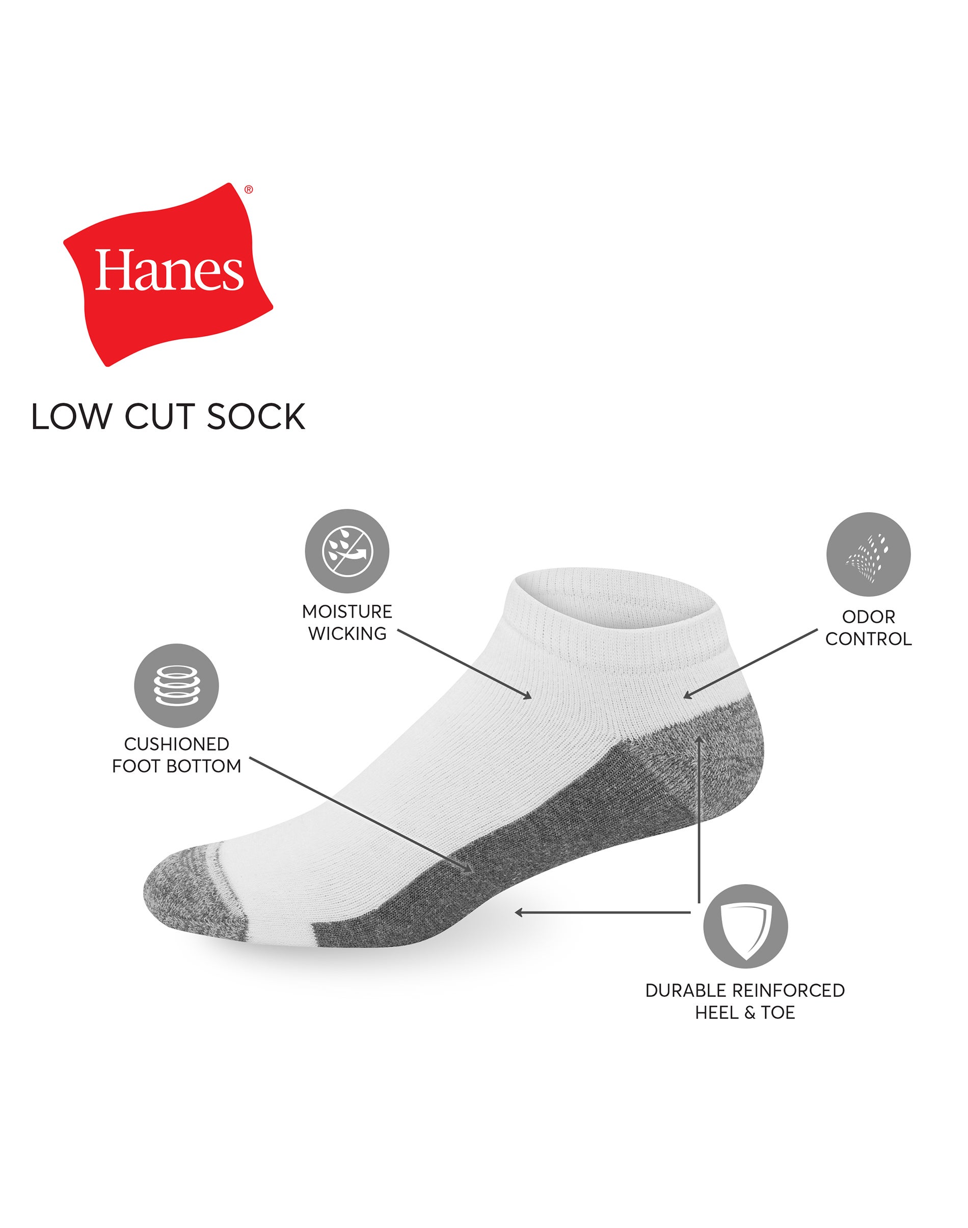 Hanes Low Cut 6-Pack Socks Ultimate Men's FreshIQ X-Temp Ultra Cushion ...