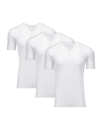Hanes Moves Ultimate Men's Breathable V-neck T-Shirt, X-Temp, White, 3-Pack