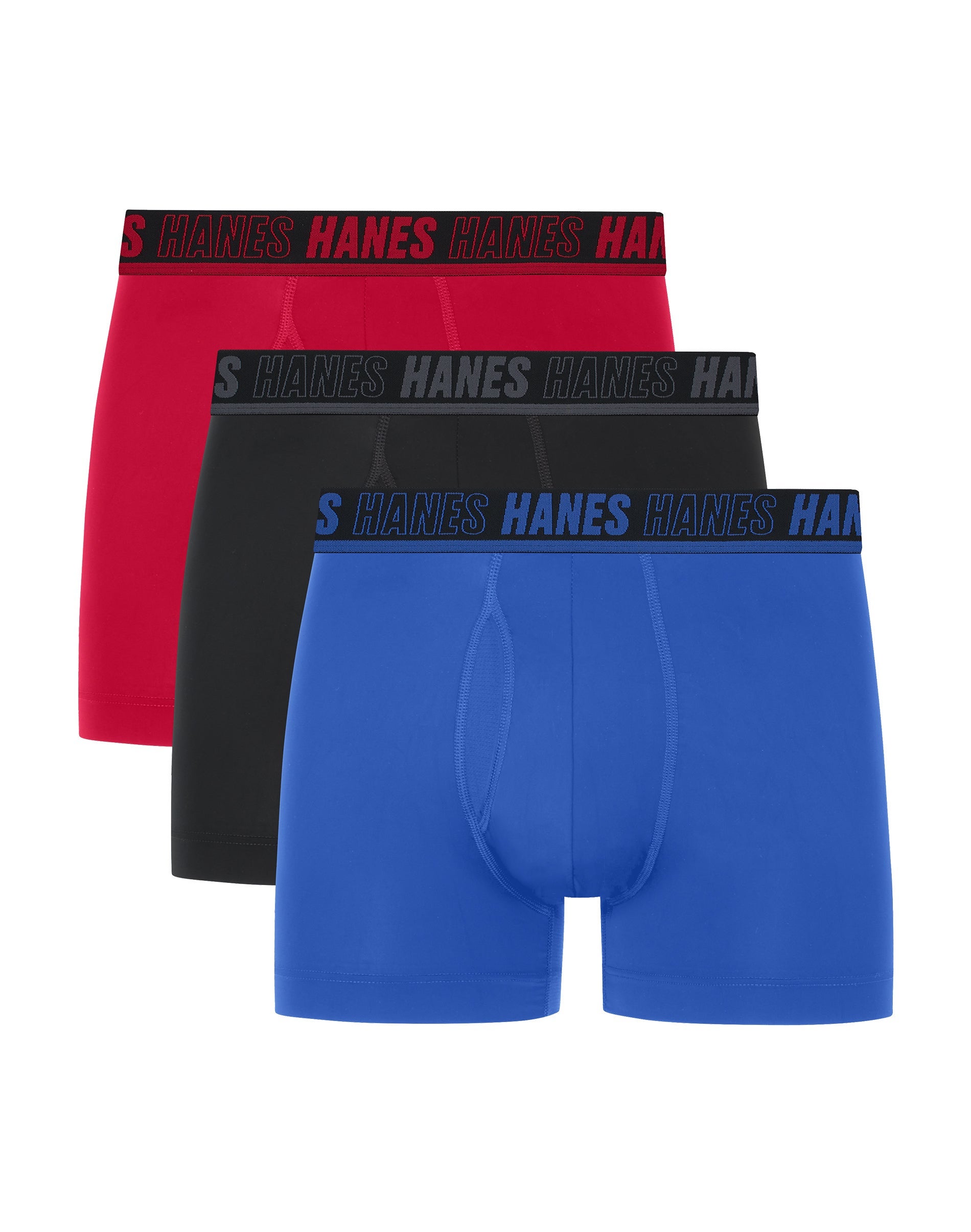 Hanes Ultimate Moves Men's Underwear Trunks Pack - 3-Pack - X-Temp Cooling - Total Support Pouch Black/Gray/Blue S