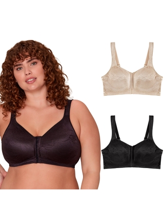 Playtex 18 Hour POWER SUPPORTX Front Close Extra Back Support Wireless Bra, 2-Pack