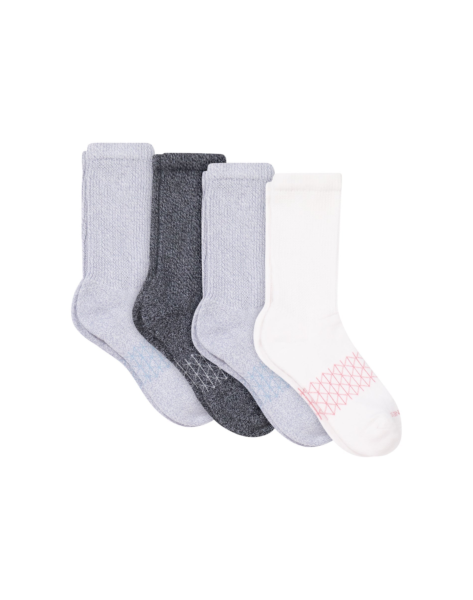 Hanes Absolute Wellness Women's Crew Socks Pack, 4-Pack, Cushioned Black/Grey/White 5-9