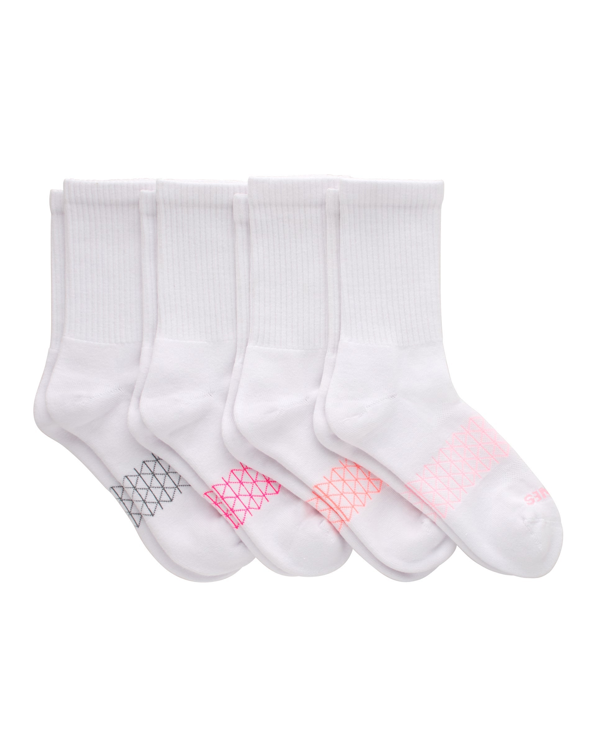 Hanes Absolute Active Women's Crew Socks Pack, 4-Pack, Cushioned White 5-9