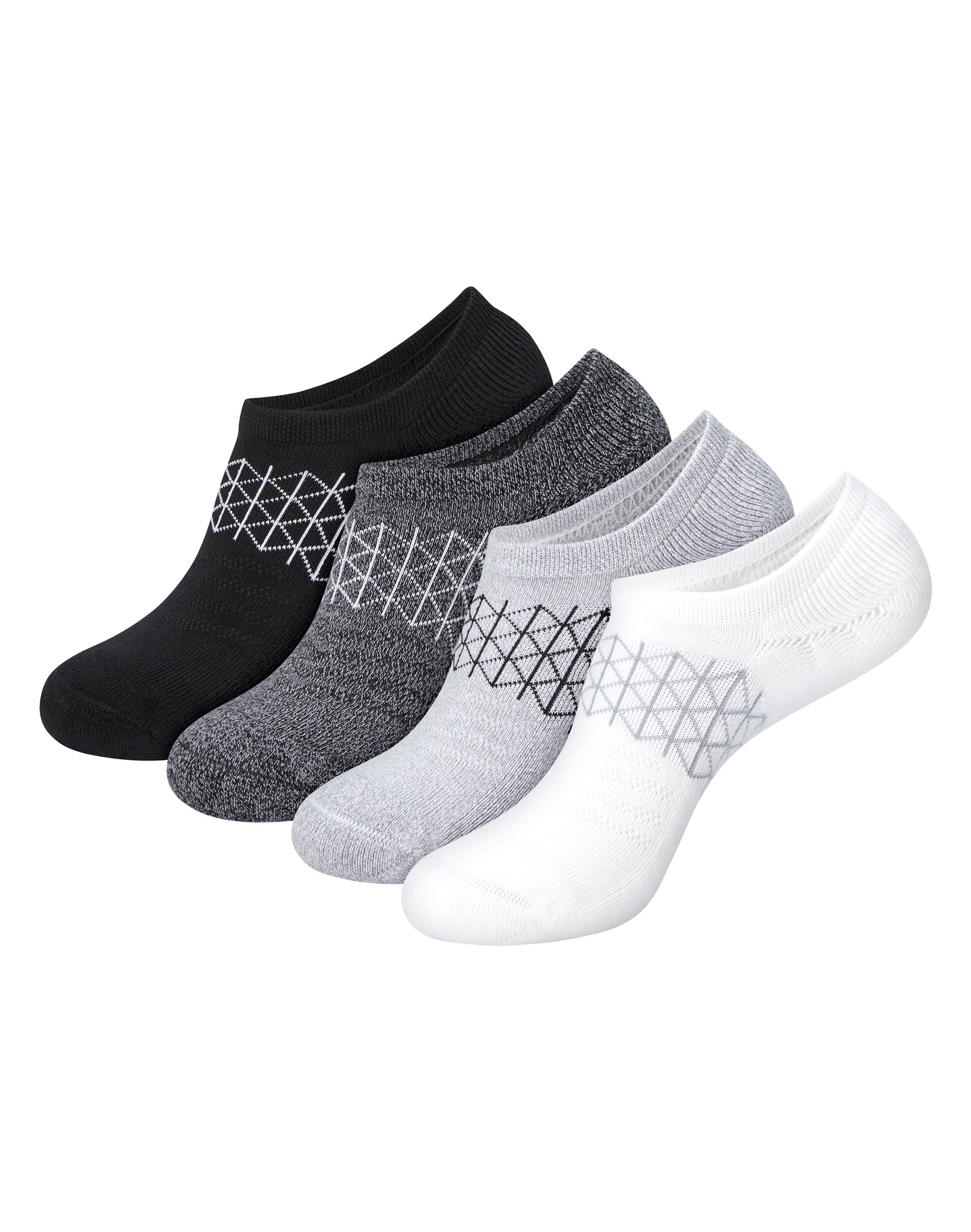 Hanes Absolute Active Women's No-Show Socks Pack - 4-Pack - Moisture-Wicking Black/Grey/White 5-9