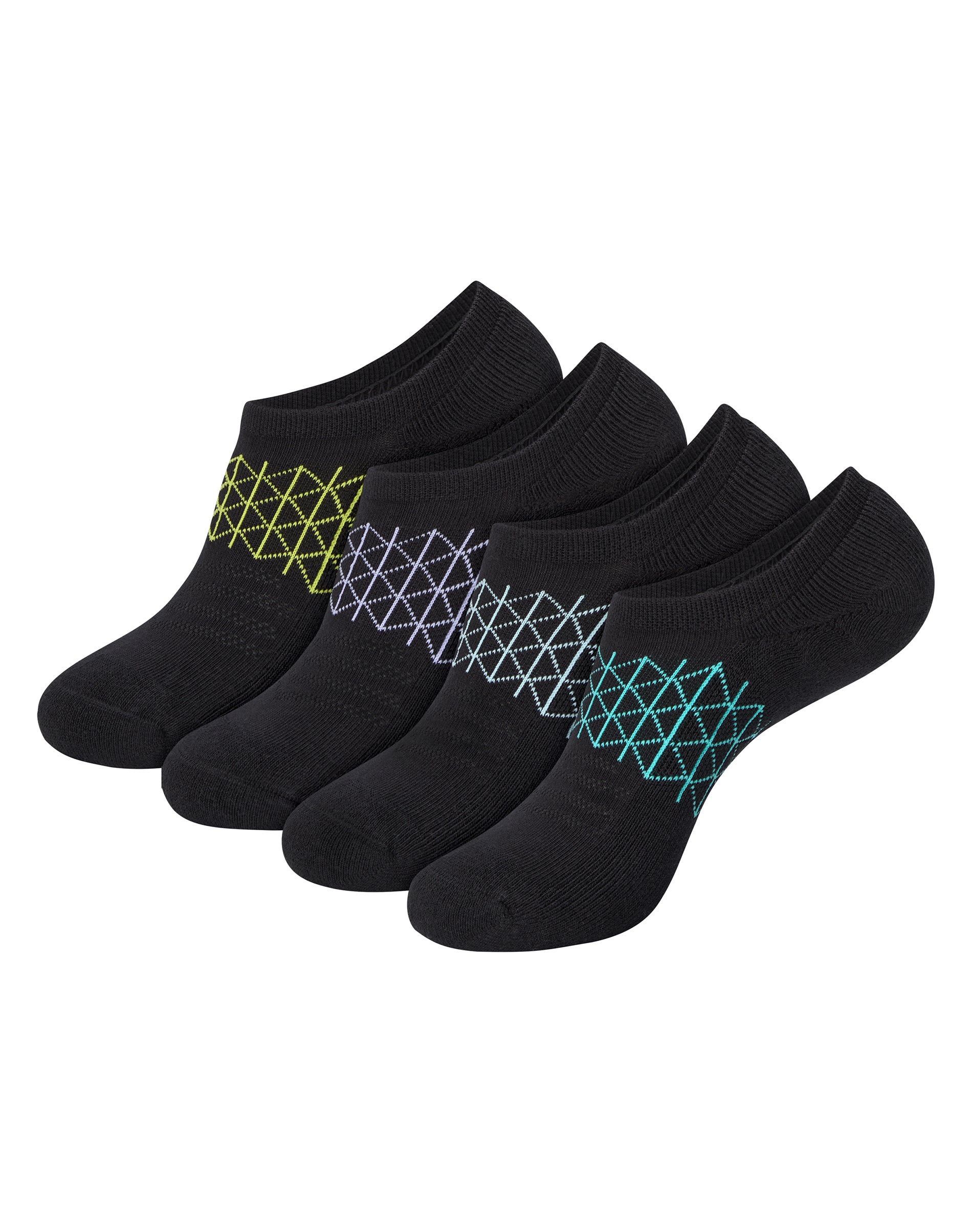 Hanes Absolute Active Women's No-Show Socks Pack - 4-Pack - Moisture-Wicking Black 5-9
