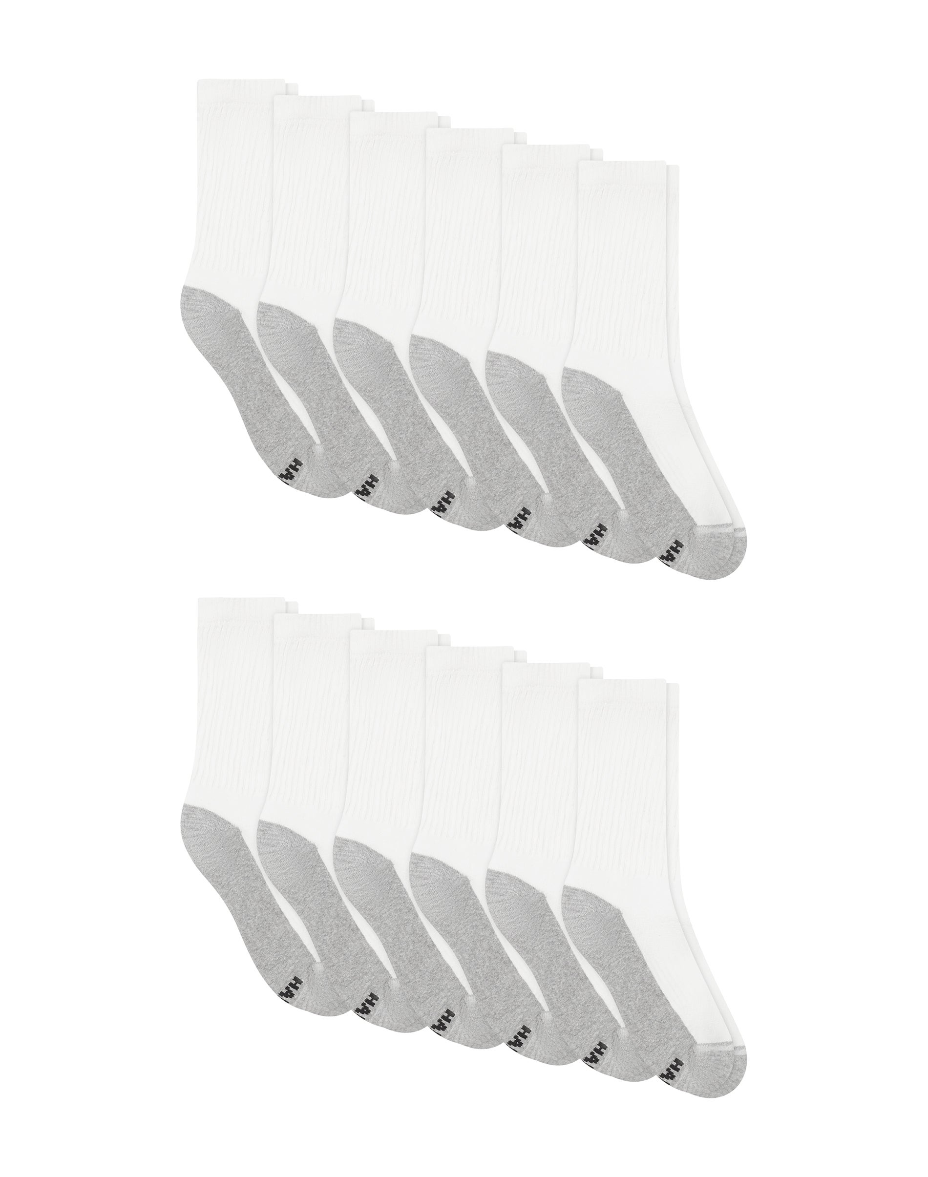 Hanes Men's X-Temp Crew Socks Pack, 10-Pack, Cushioned (Big & Tall) Logo 12-14