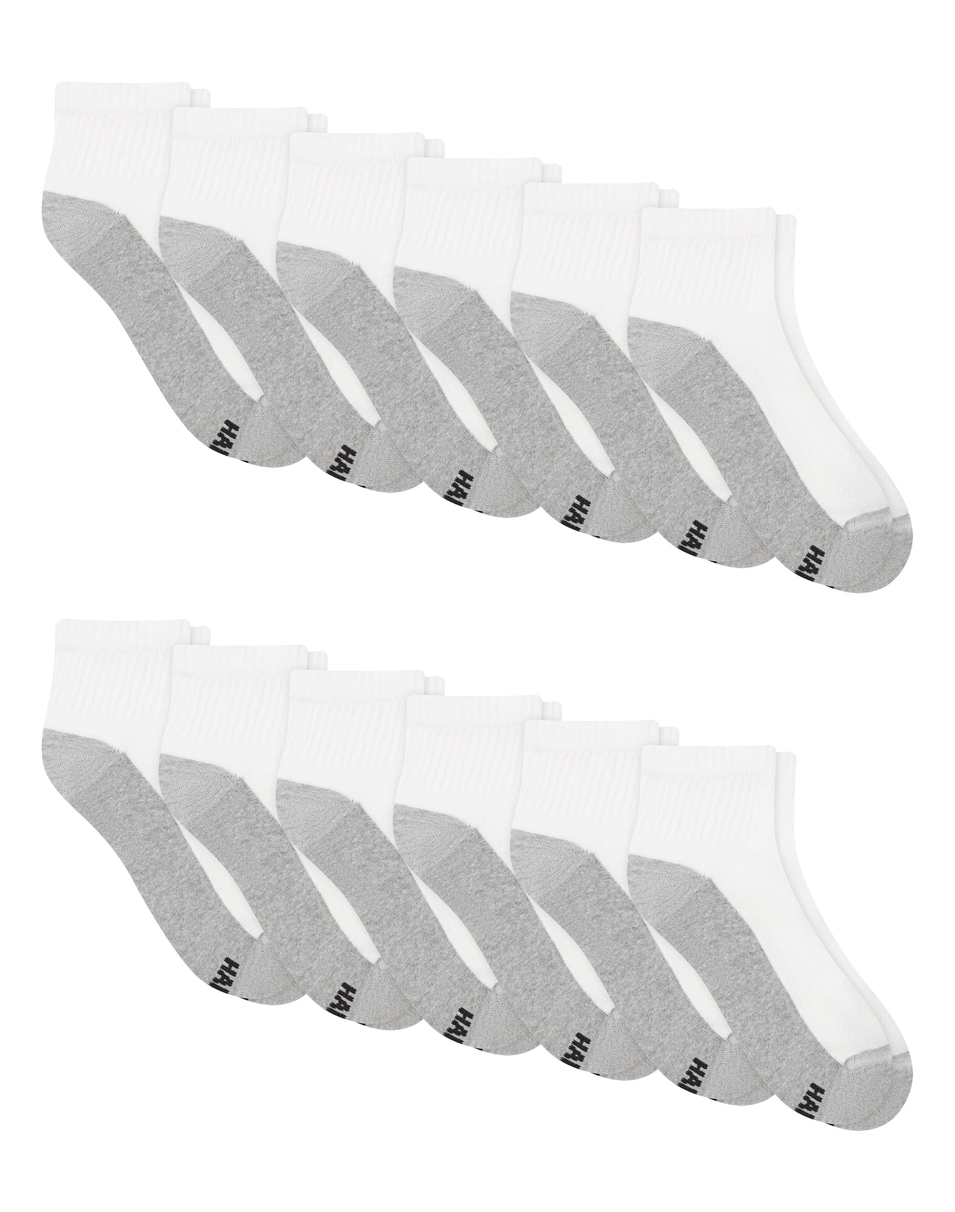 Hanes Men's X-Temp Cushioned Ankle Socks Pack, 10-Pack, Moisture-Wicking (Big & Tall) Logo 6-12