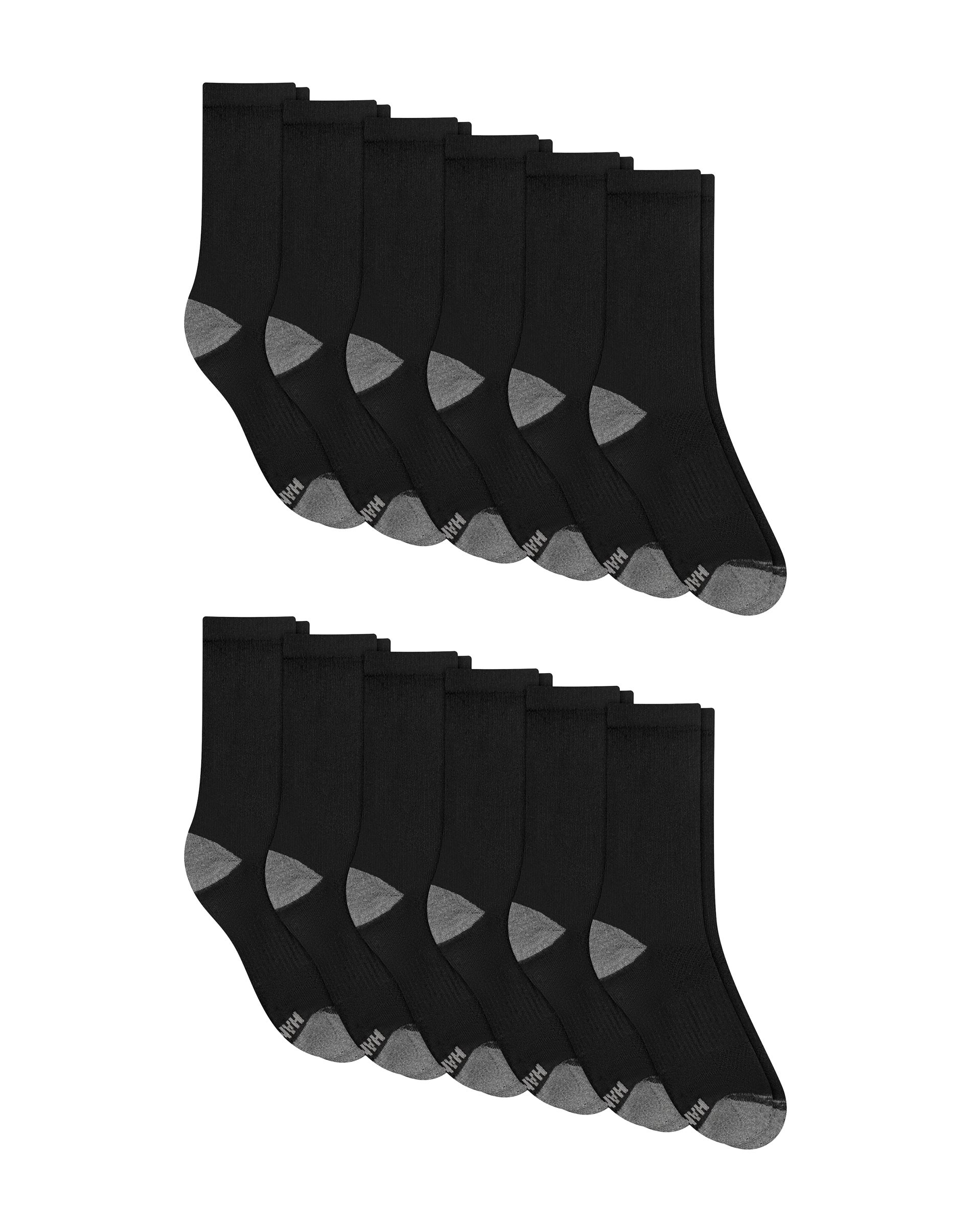 Hanes Men's X-Temp Active Cool Lightweight Crew Socks, 12-Pack