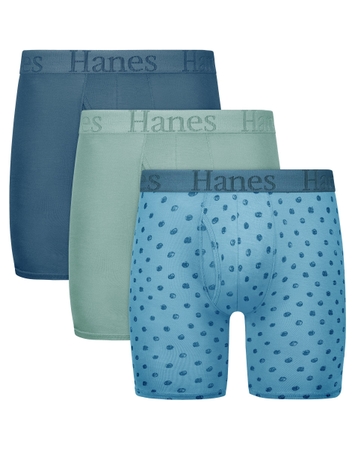 Hanes Originals Men's SuperSoft Boxer Brief Underwear, Viscose from Bamboo, Black/Stone/Print, 3-Pack