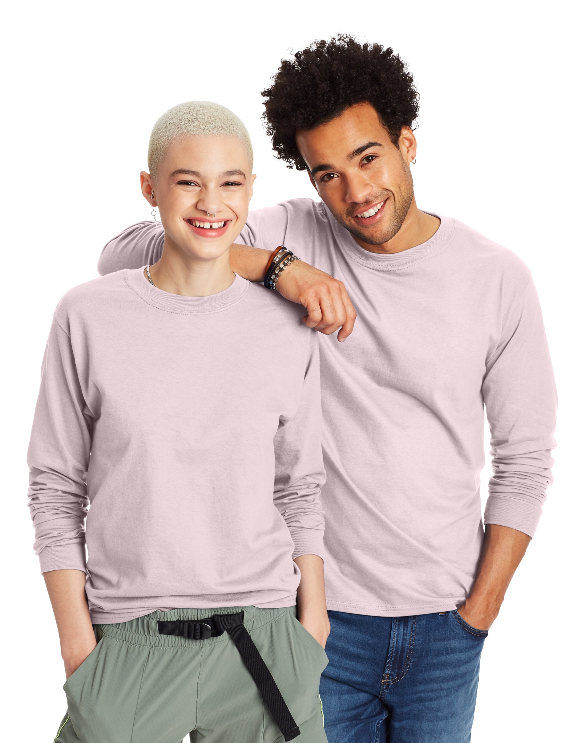 Hanes Beefy-T 5186 Long Sleeve T-Shirt – Heavyweight Cotton, Crew Neck, Plain Blank Tee (Men's S-3XL)