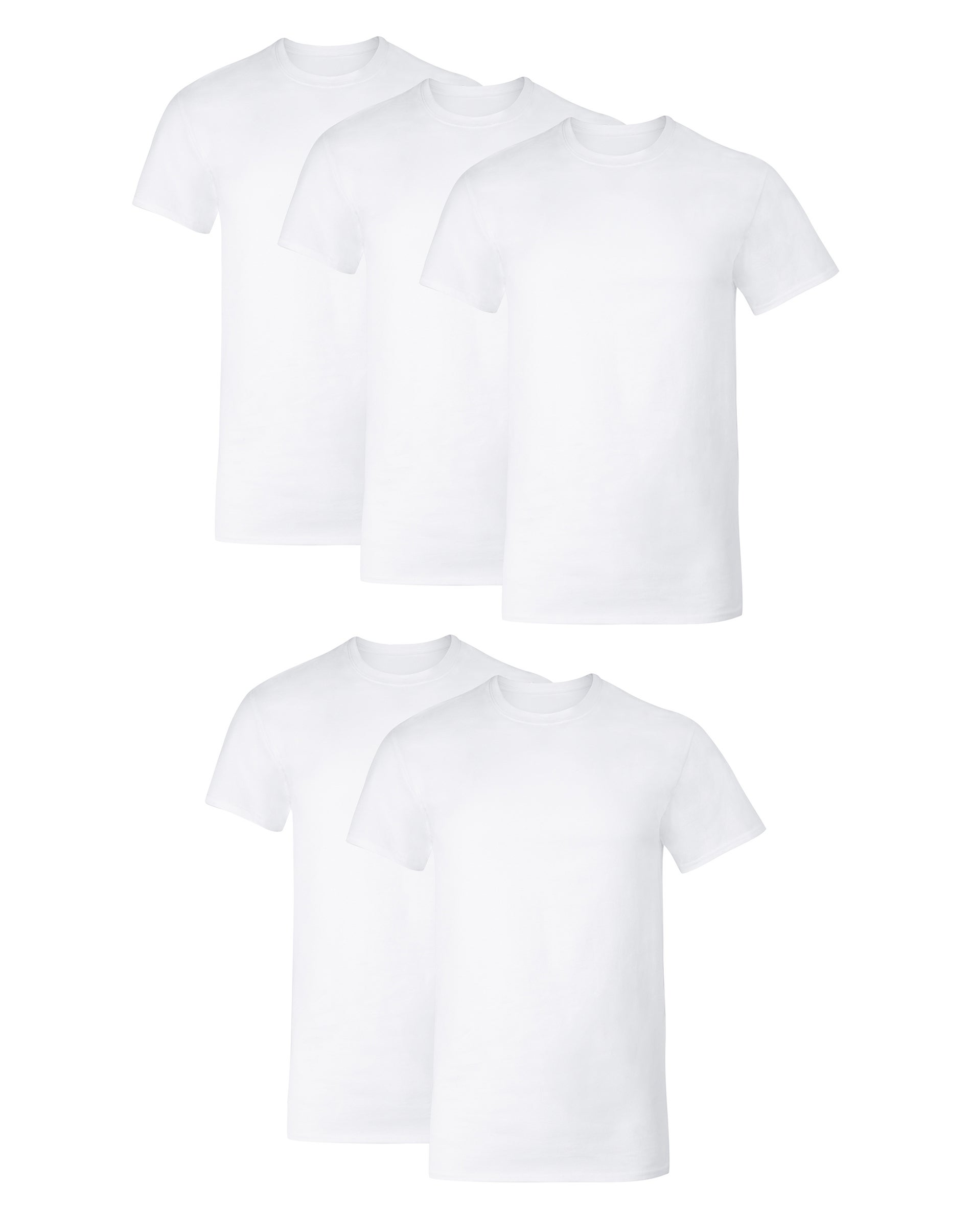 Hanes Men's Crewneck Undershirt T-Shirts Pack - 5-Pack - Cotton Stretch White 2XL